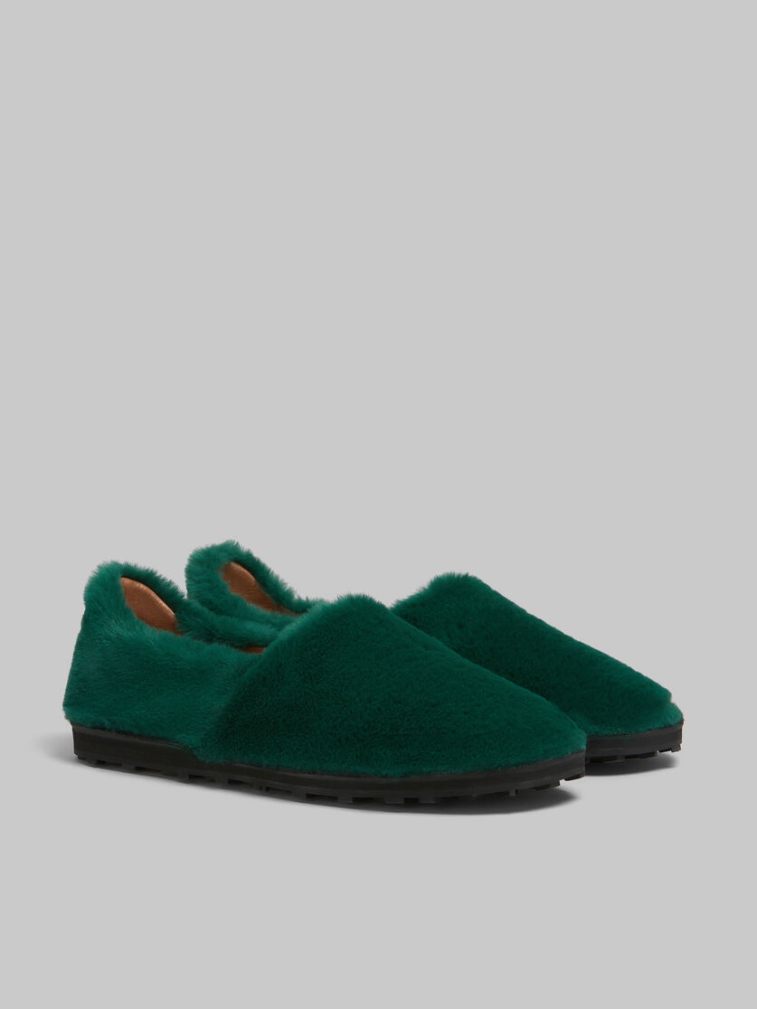 GREEN SLIP-ON LOAFER IN FAUX FUR - 2