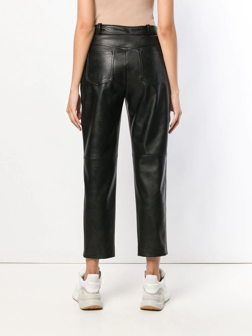 eco leather cropped trousers - 4