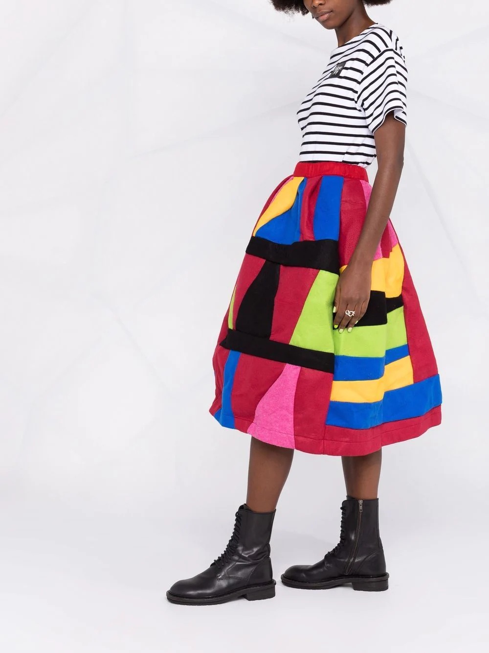 colour-block full knee-length skirt - 6