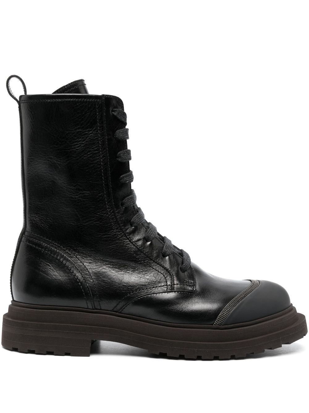 lace-up leather combat boots - 1