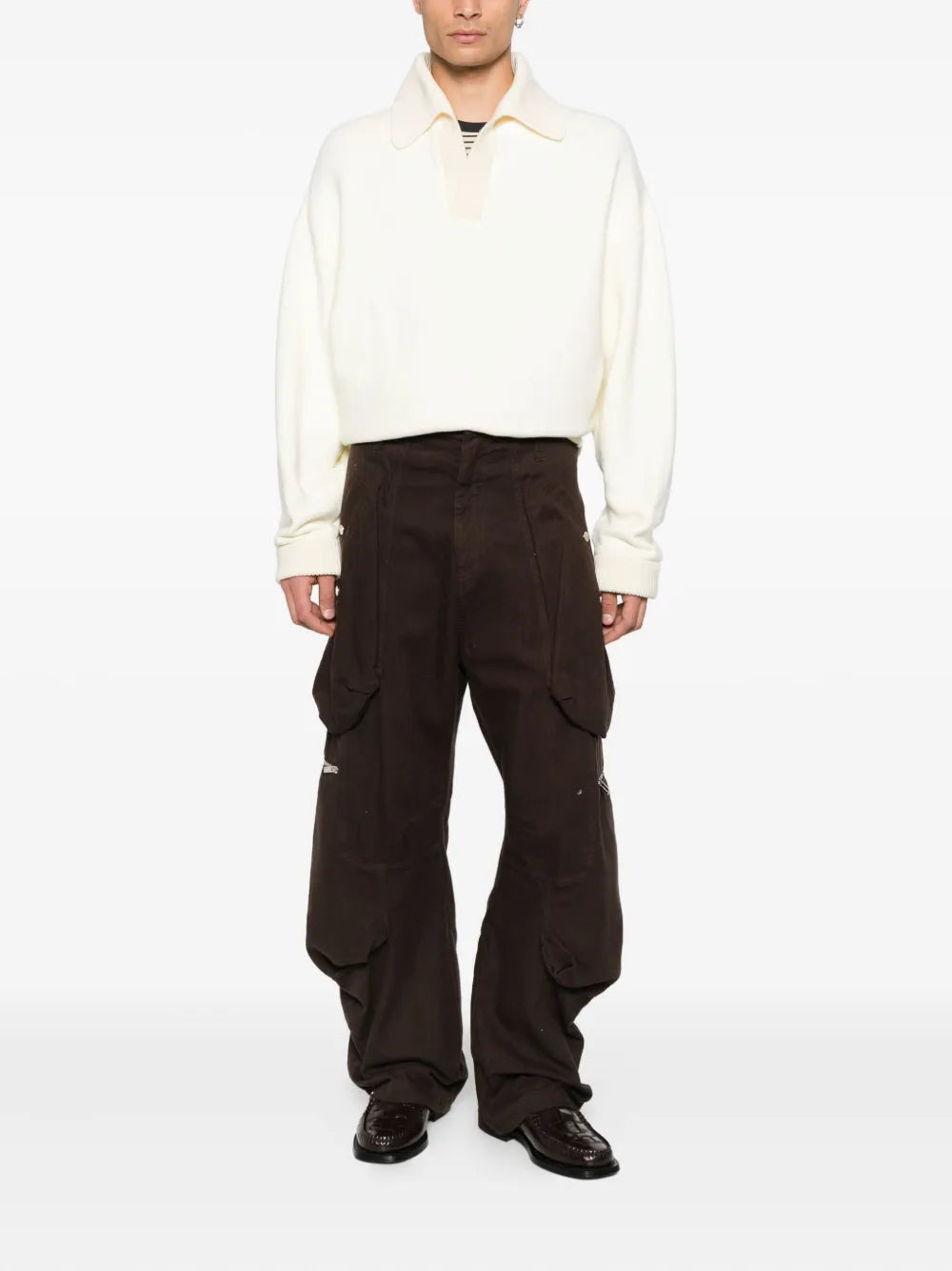 Ribbed Sweater With Polo Collar - 2