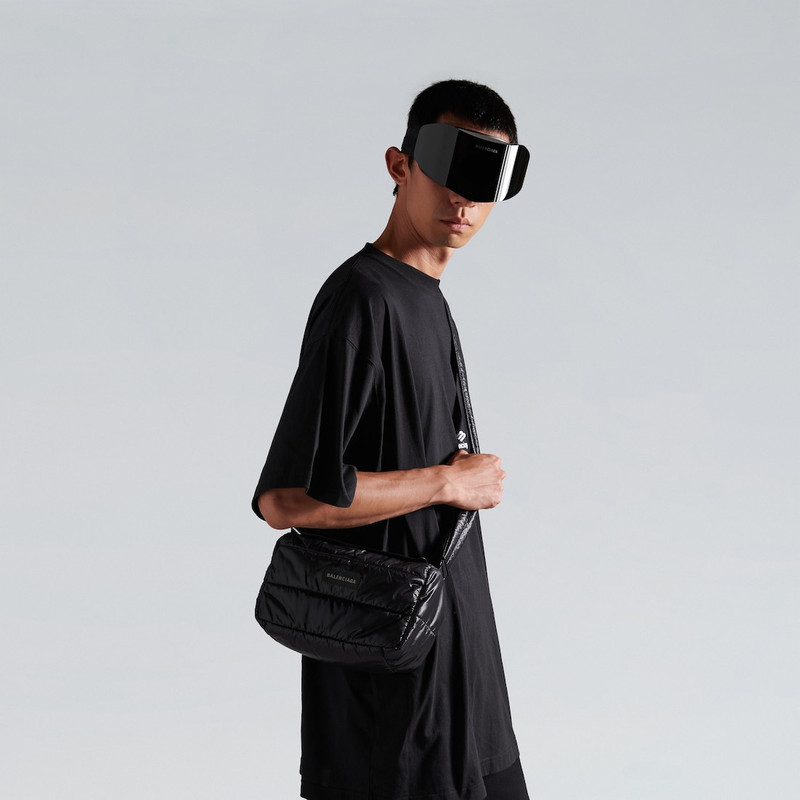BALENCIAGA Men's Puffer Crossbody Bag in Black outlook