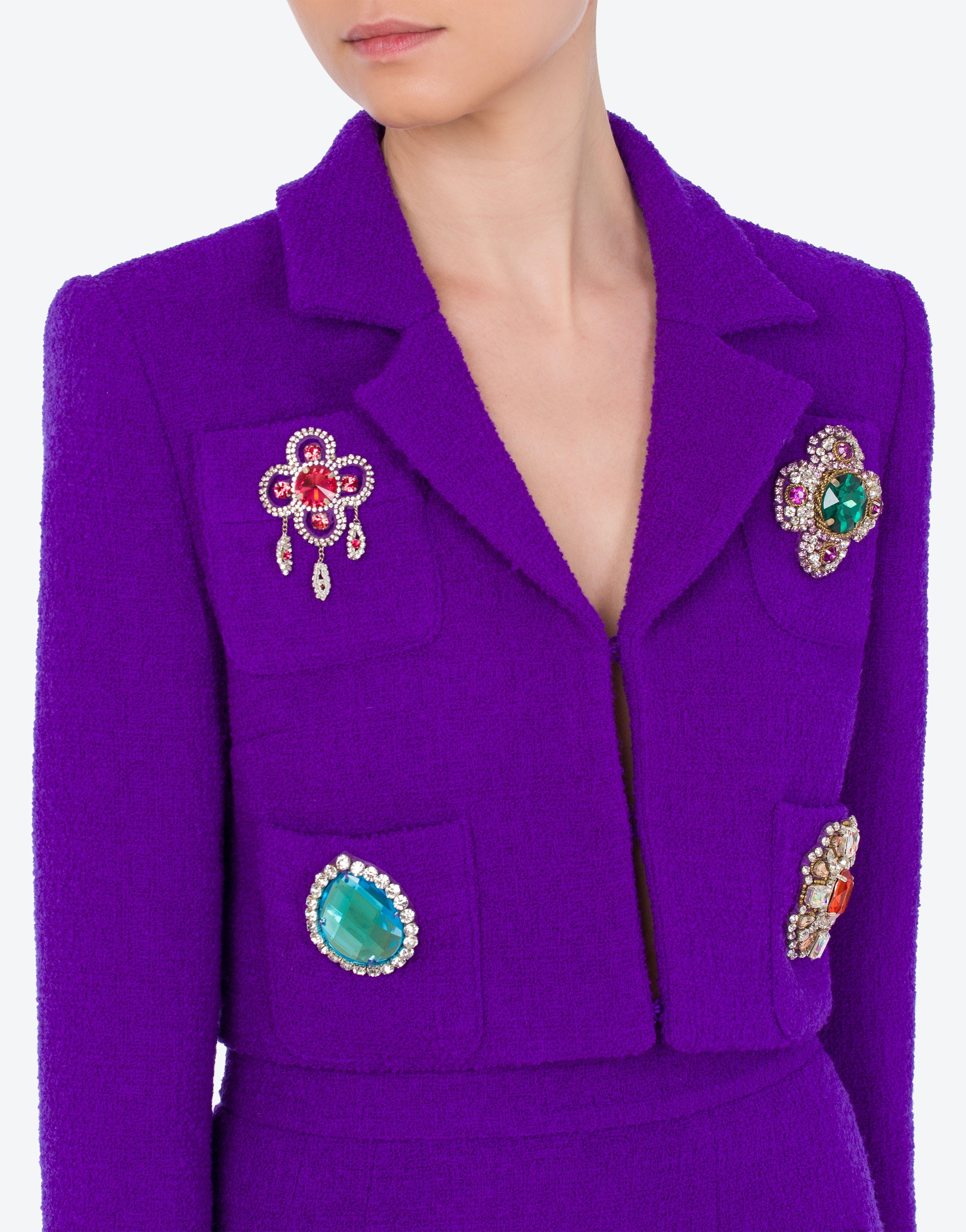 JEWELS FLOWER BOUCLÉ CROP JACKET - 4