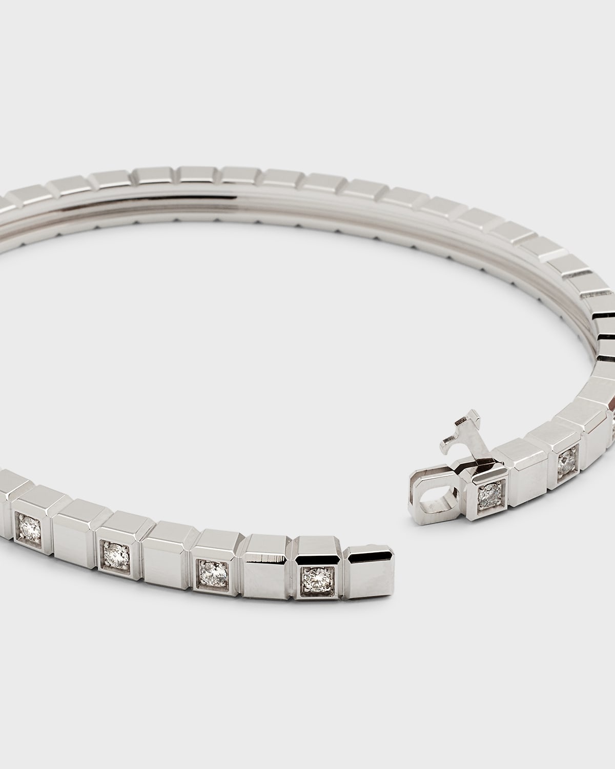 Ice Cube 18K White Gold Alternating Diamond Bracelet, Size Medium - 5