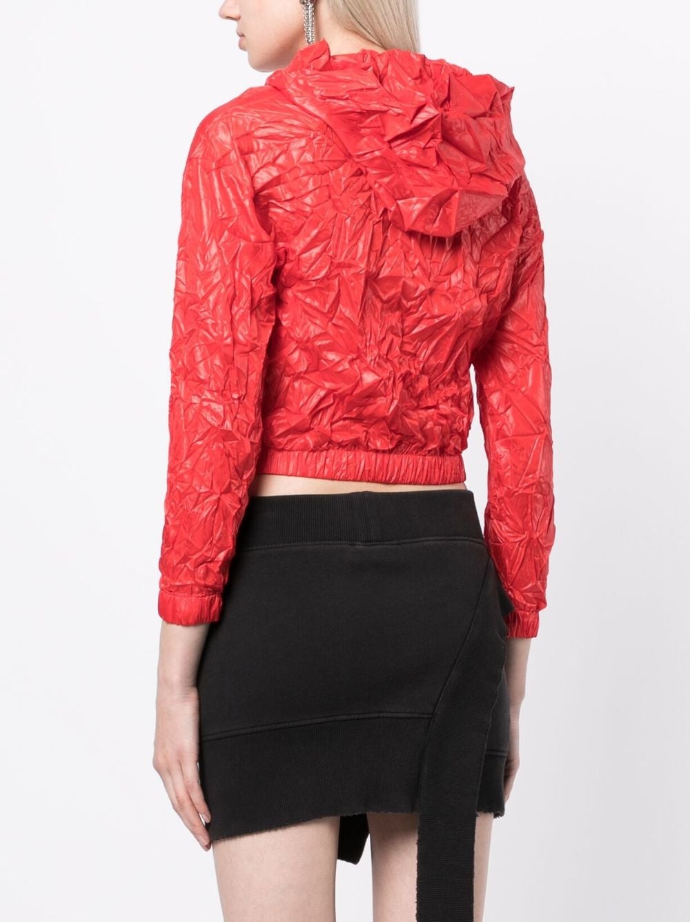 crinkle-effect cropped hoodie - 4