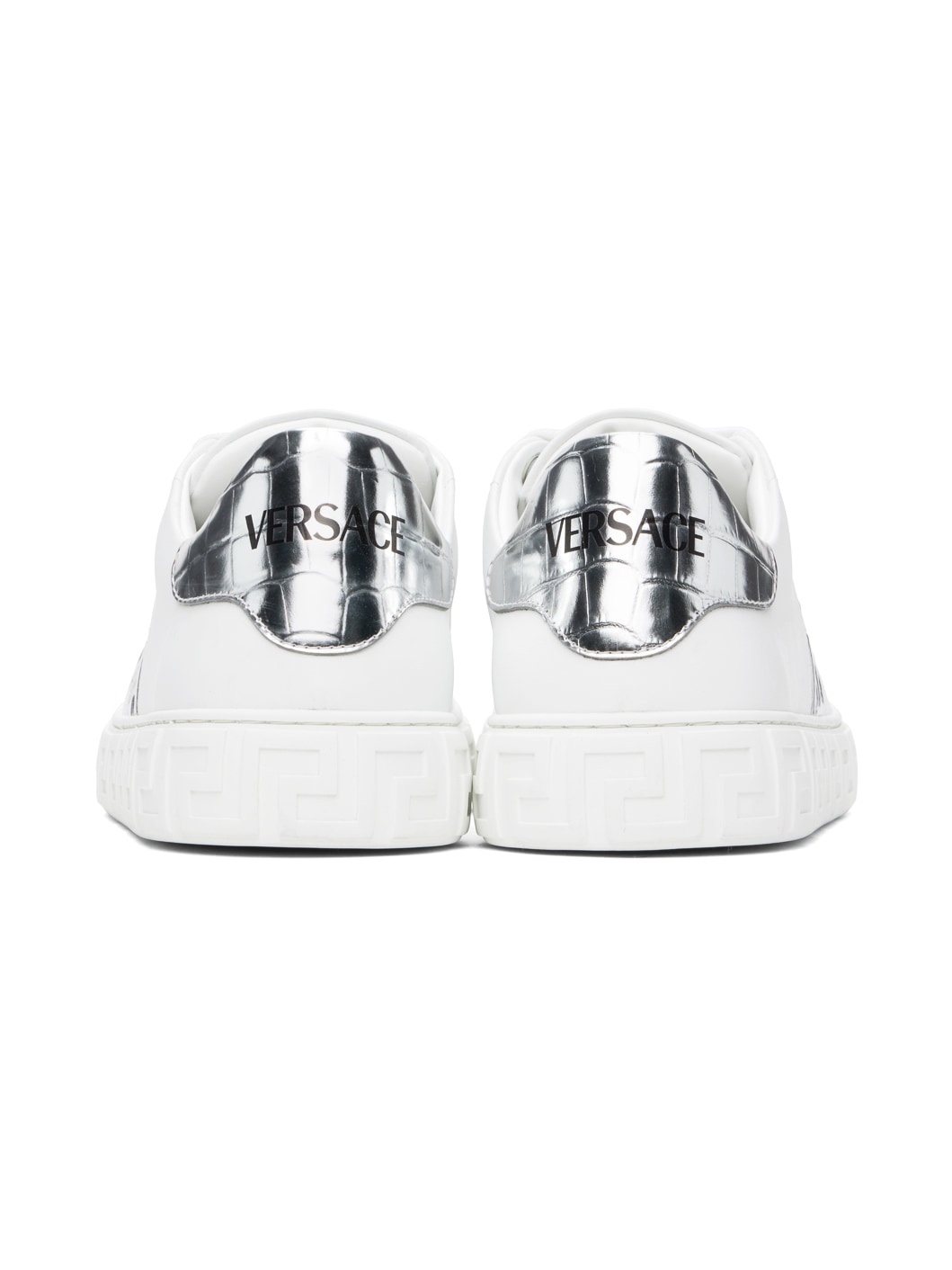 White & Silver Greca Sneakers - 2