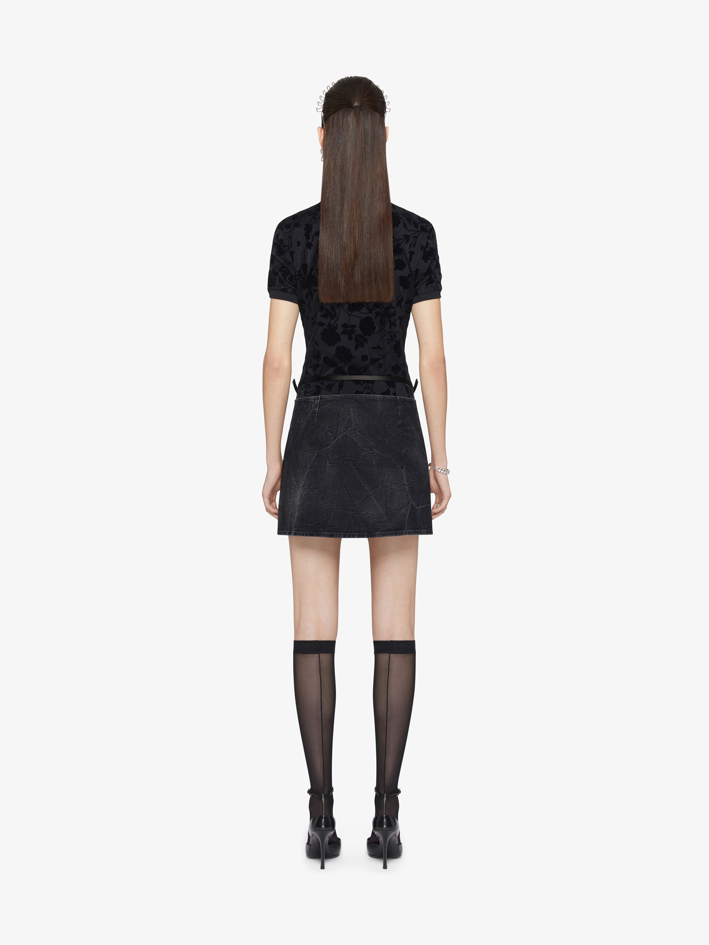 DOUBLE-LAYERED SLIM T-SHIRT IN COTTON AND TULLE - 4