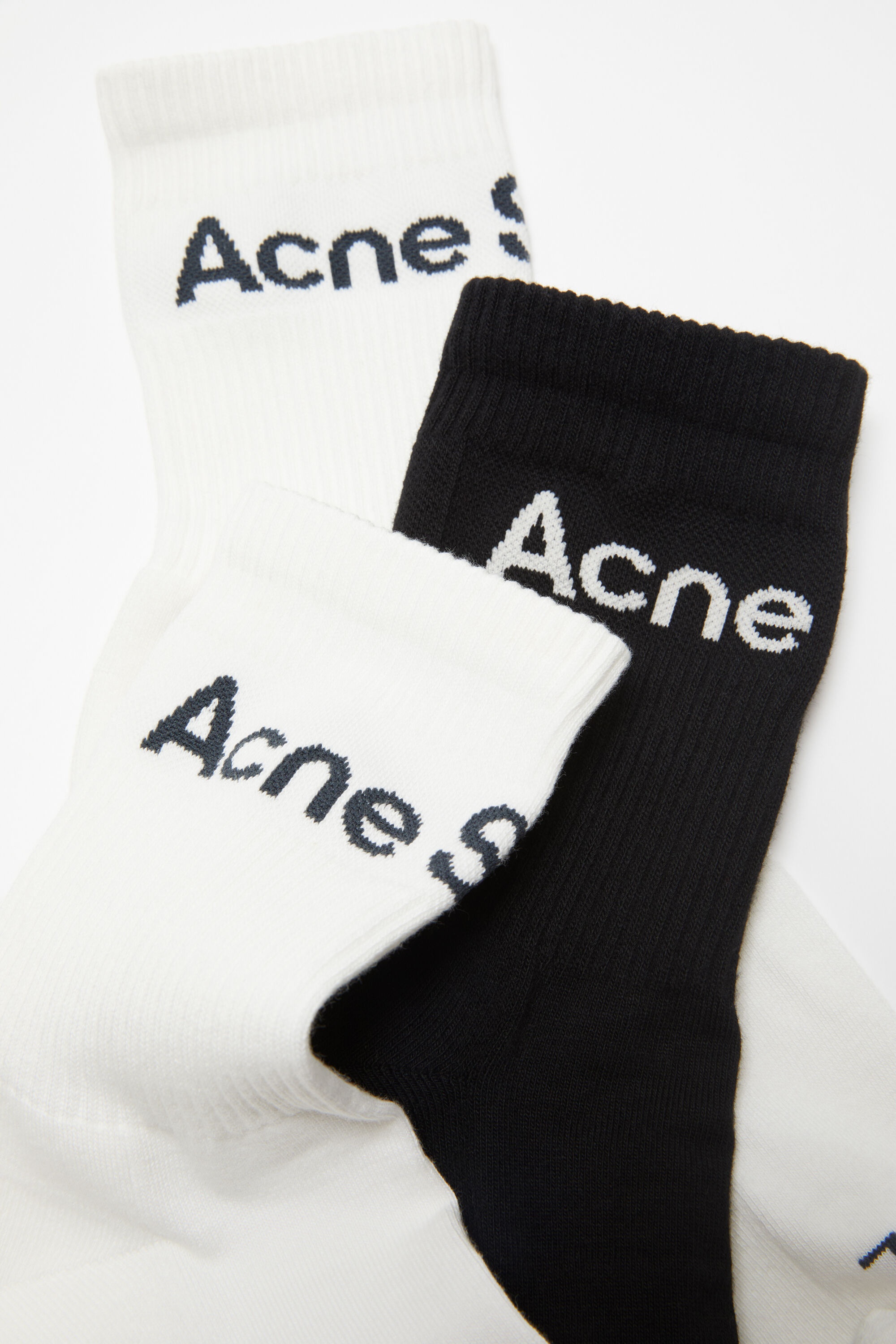 Cotton logo socks - 3 pack - White/white/black - 4