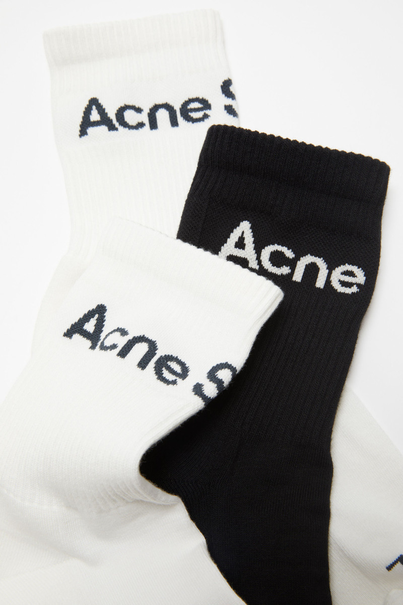 Cotton logo socks - 3 pack - White/white/black 4