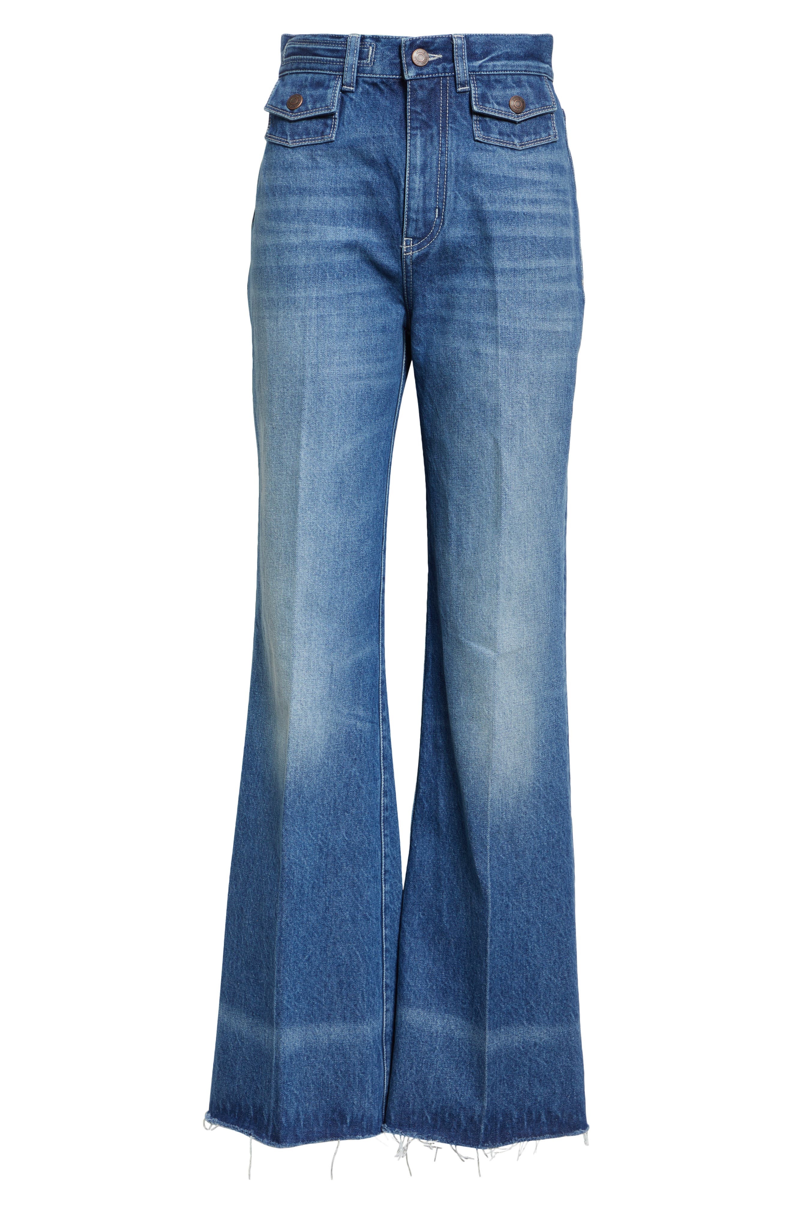 Chloé High Waist Flare Leg Jeans in Ocean Blue at Nordstrom - 6