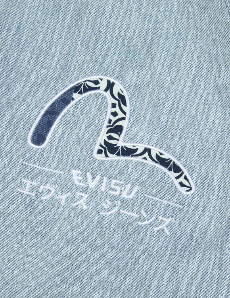 KAMON BROCADE APPLIQUÉ RELAX FIT DENIM SOUVENIR JACKET 8