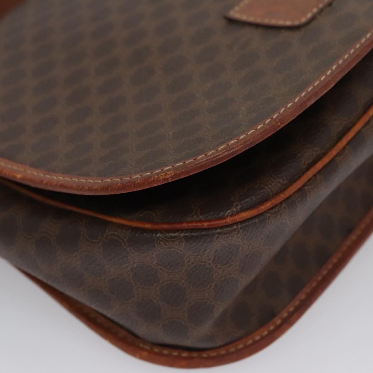 CELINE Macadam Canvas Shoulder Bag Pvc Leather Brown - 10