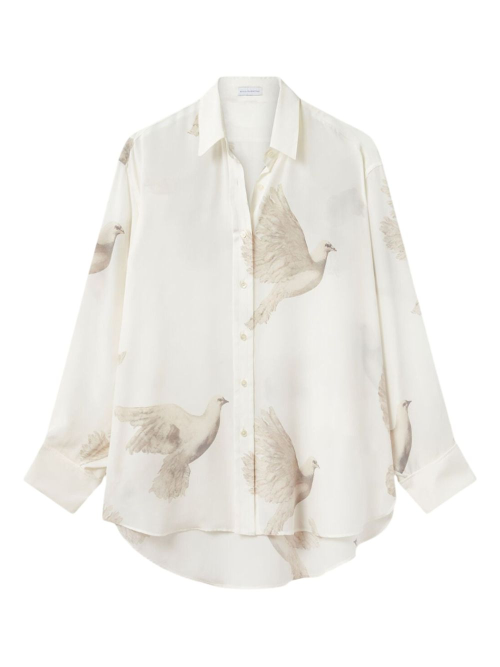 dove-print silk shirt - 1