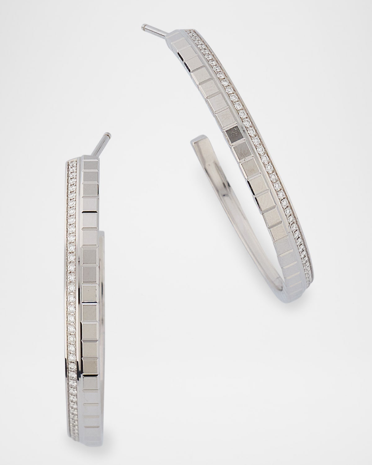 Ice Cube 18K White Gold Diamond Hoop Earrings - 1