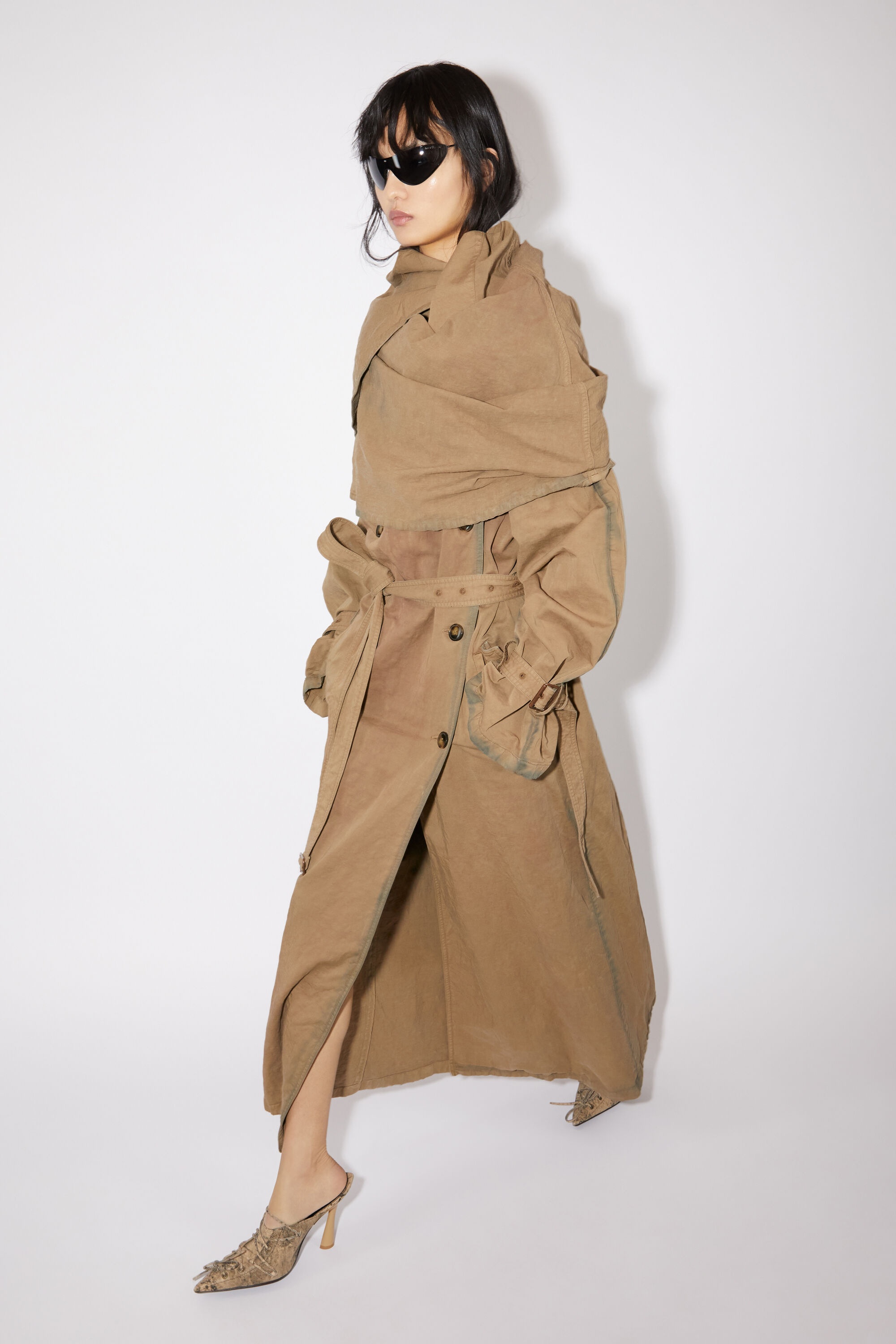 Shawl collar trench coat - Beige - 4