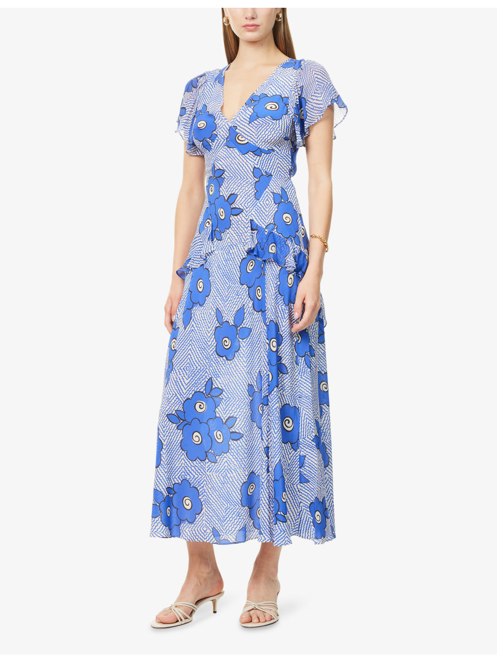 Evie Floral Silk Midi Dress - 3
