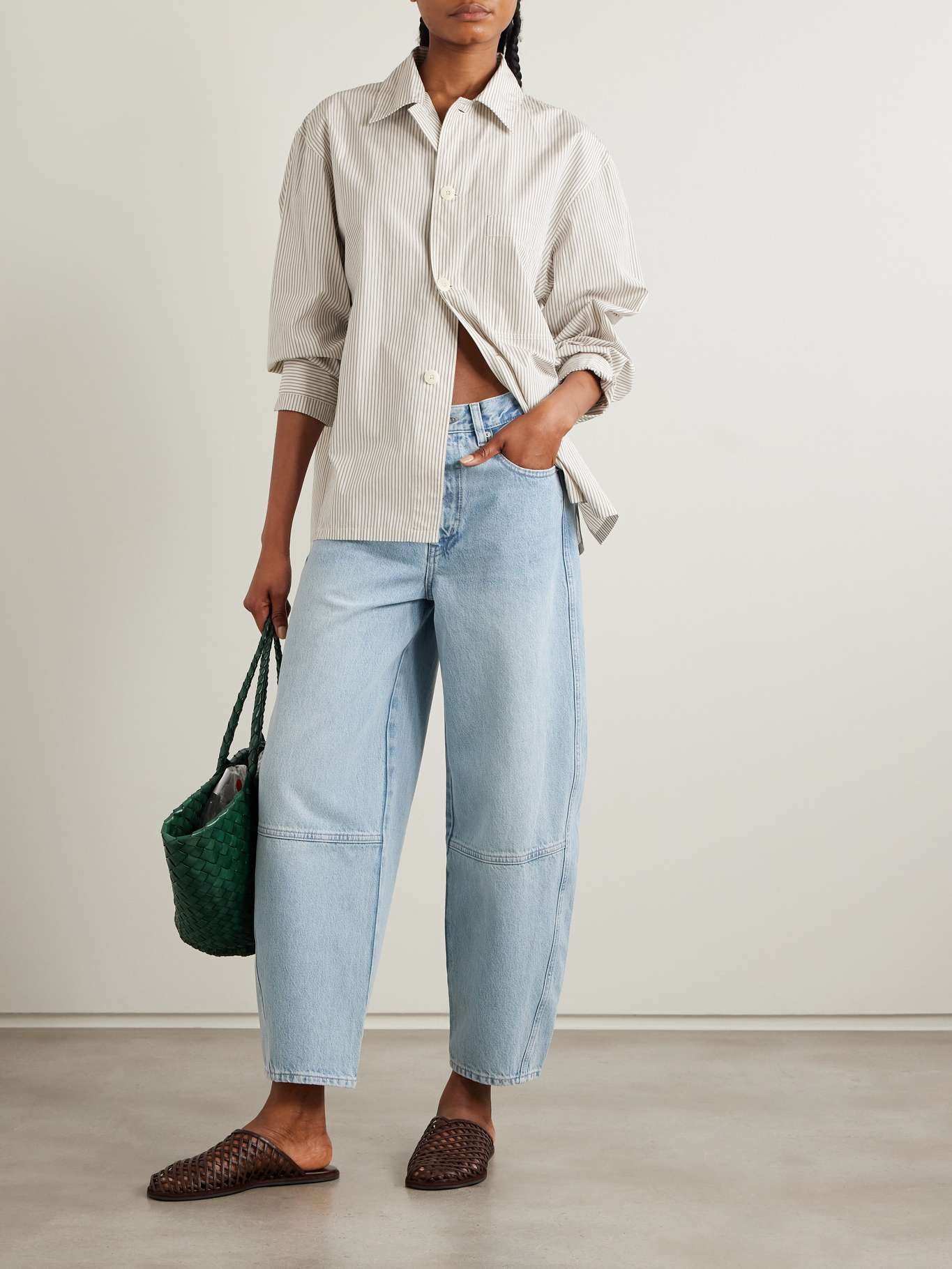 The Twisted paneled high-rise straight-leg jeans Light denim - 2