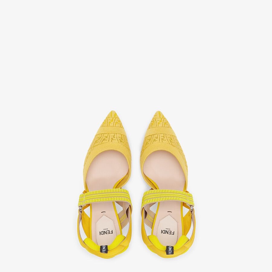 Yellow micromesh high-heeled slingbacks - 4