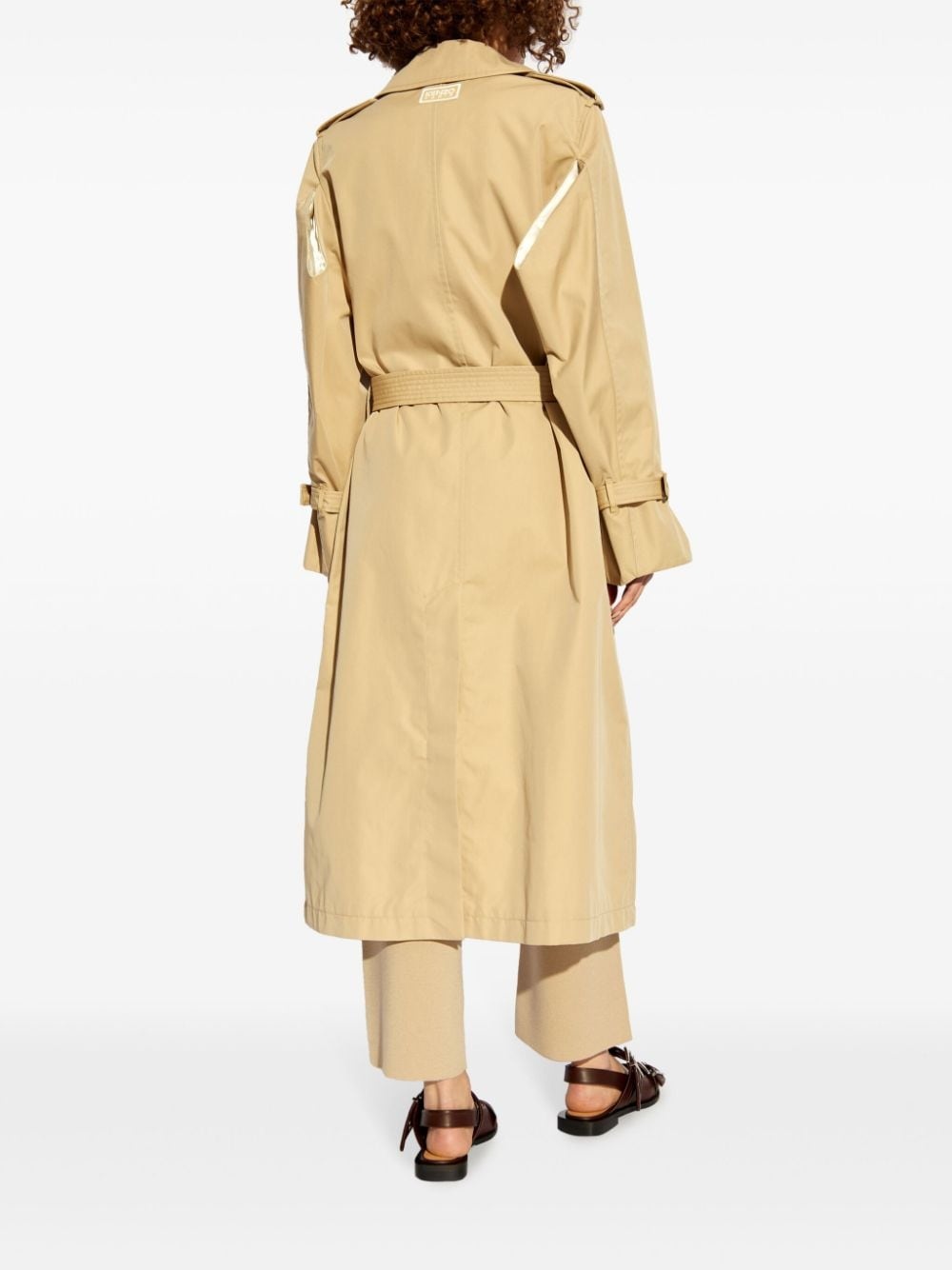 cut-out double-breasted trench coat - 4
