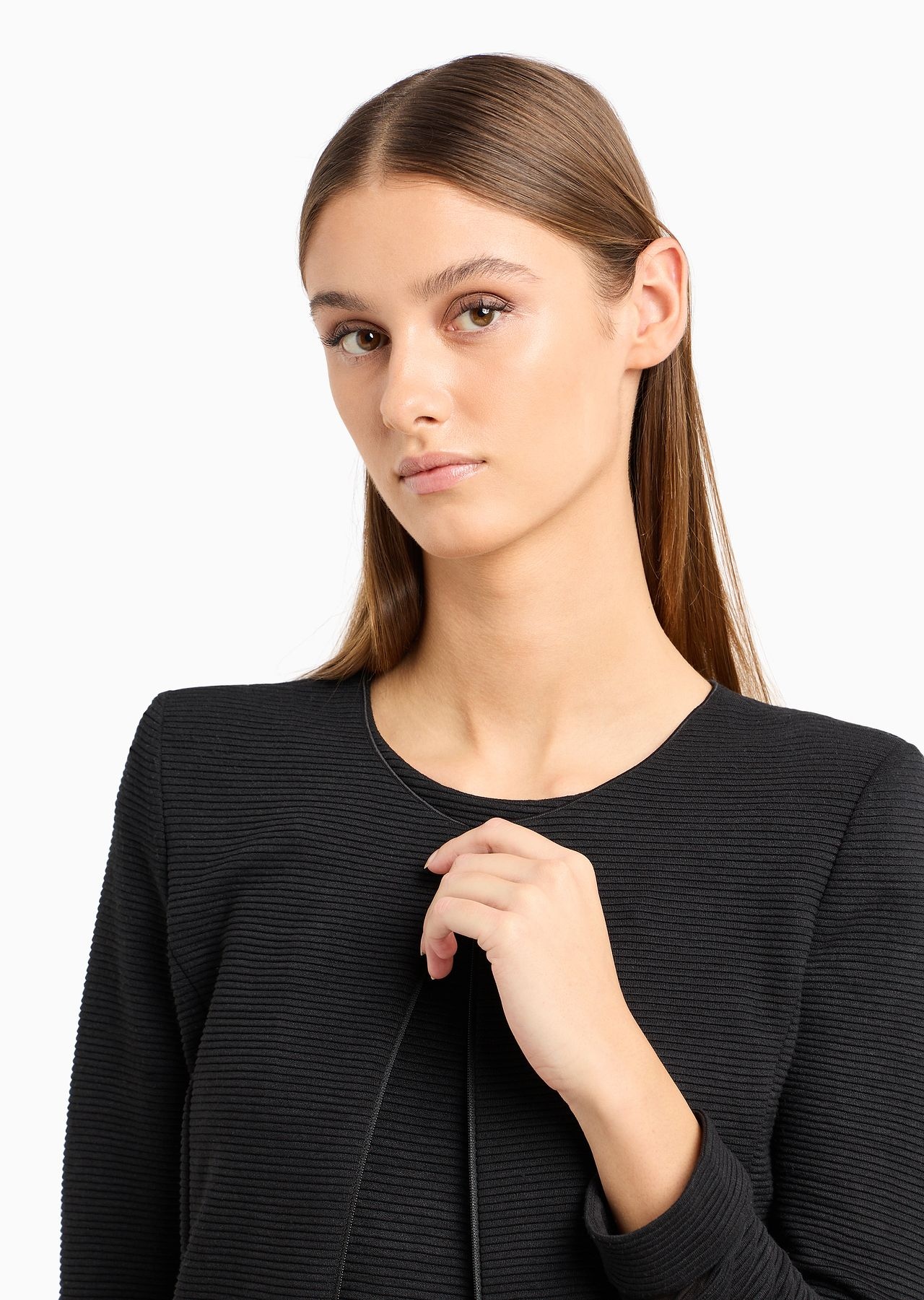 Ottoman jersey, single-breasted jacket with godet pleats - 9