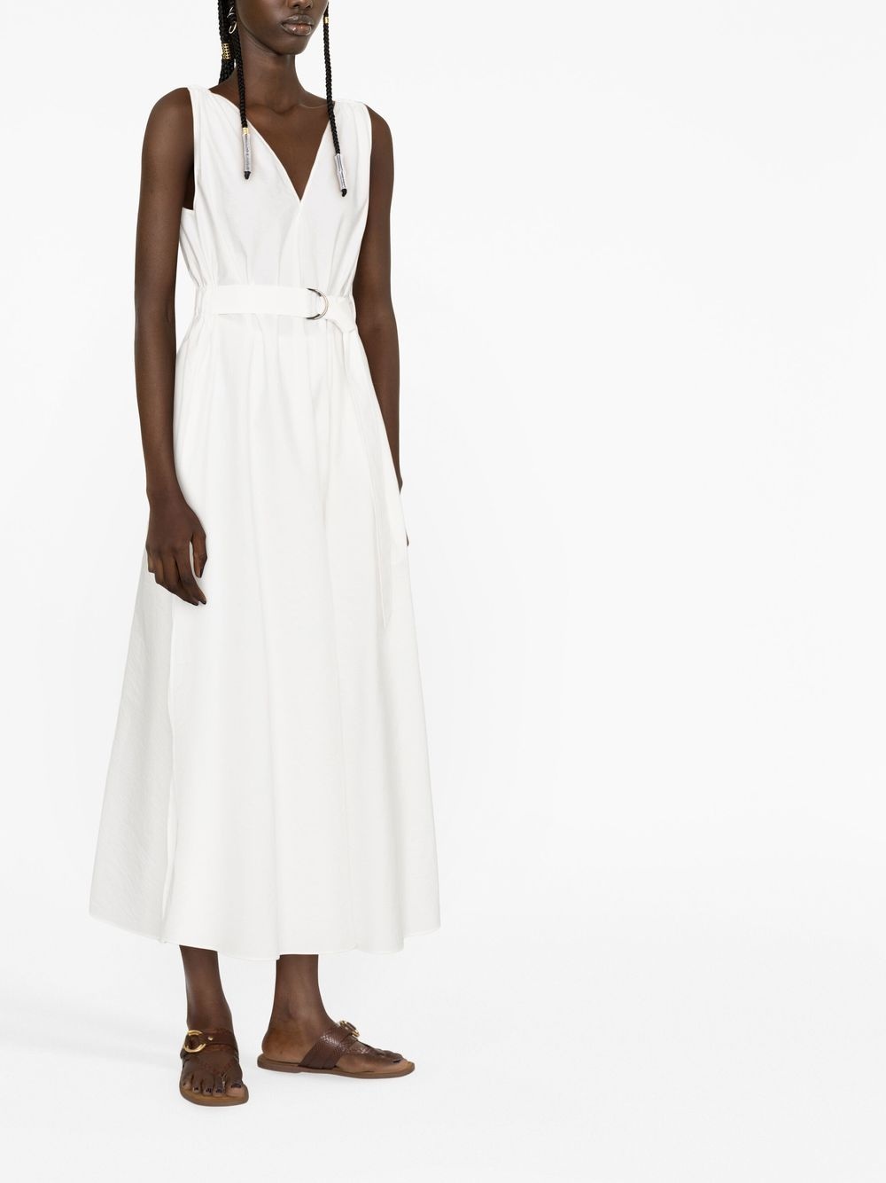 belted V-neck dress - 3