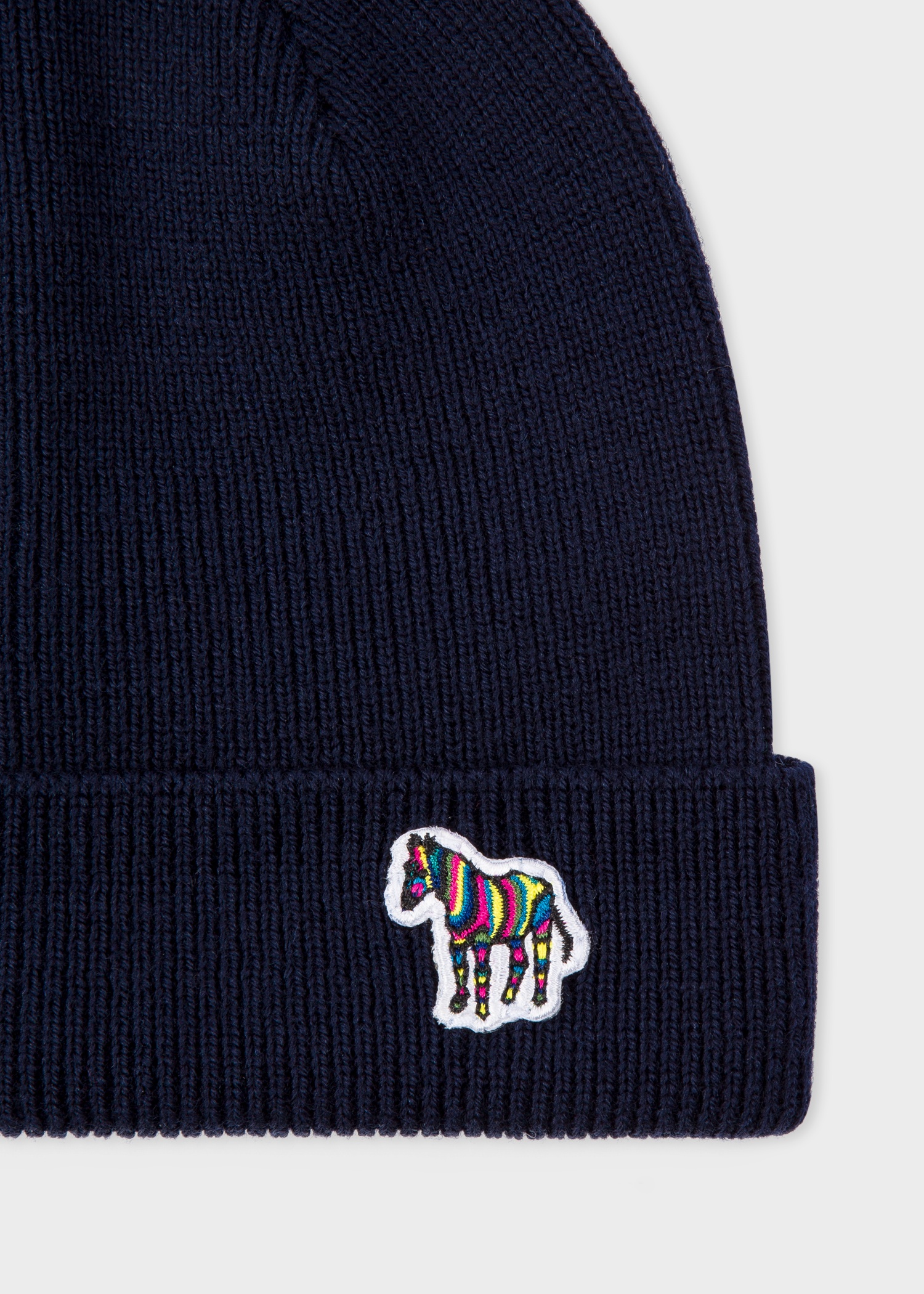 'Zebra' Logo Ribbed Lambswool Beanie Hat - 2