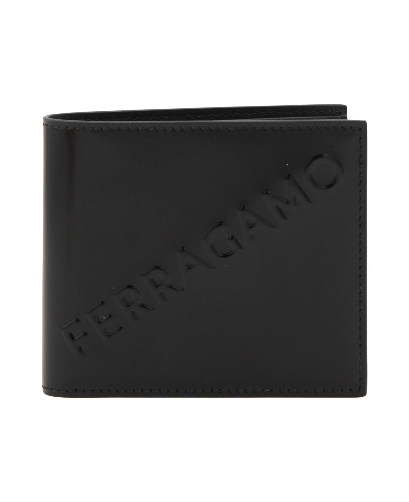 Black Leather 3d Logo Wallet - 1