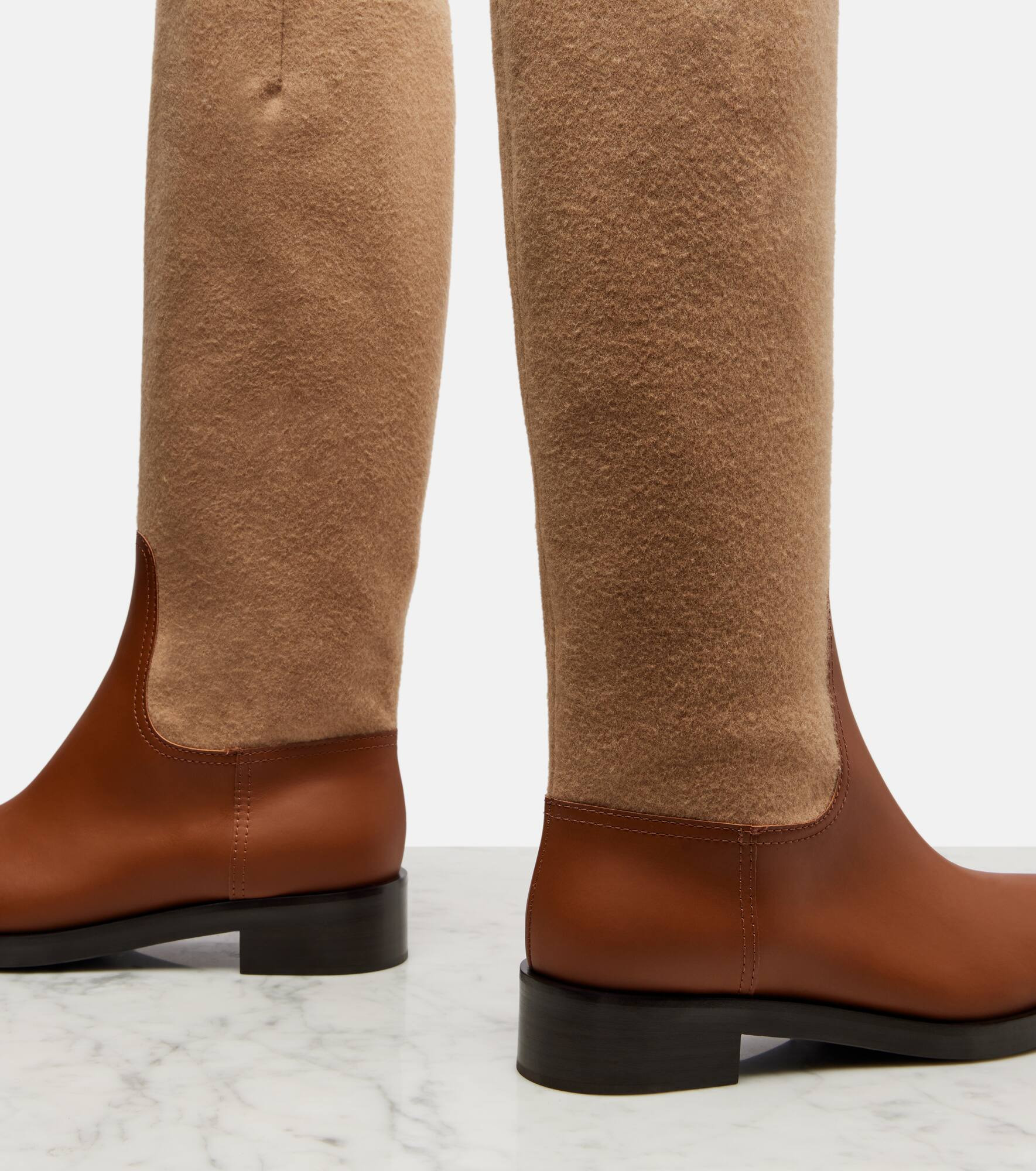 Cavaliere leather and wool knee-high boots - 5