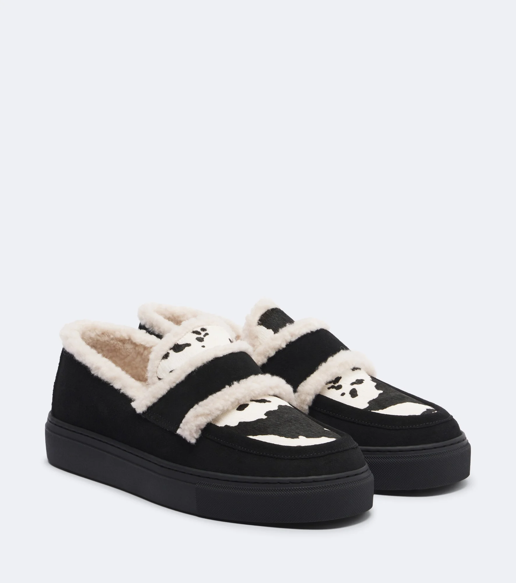 Cow-print suede platform loafers - 1