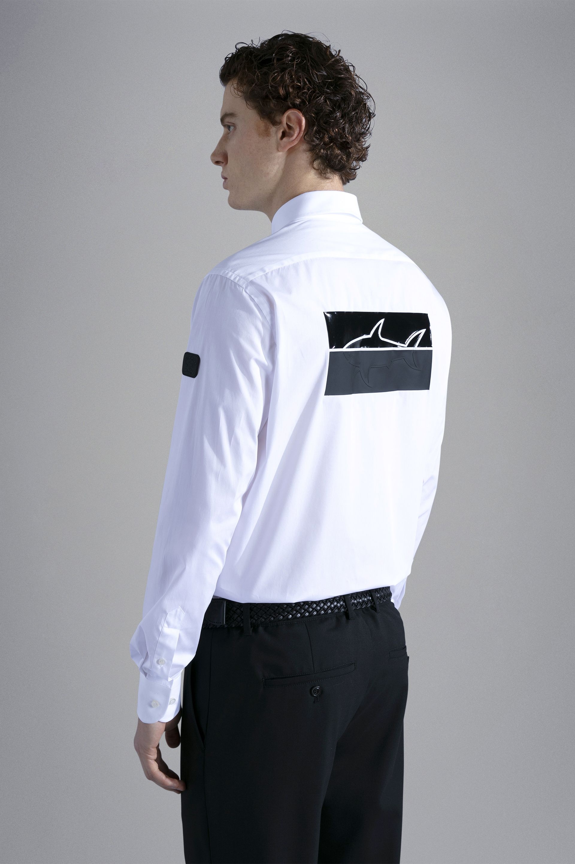 COTTON POPLIN SHIRT WITH SHARK APPLICATION - 4
