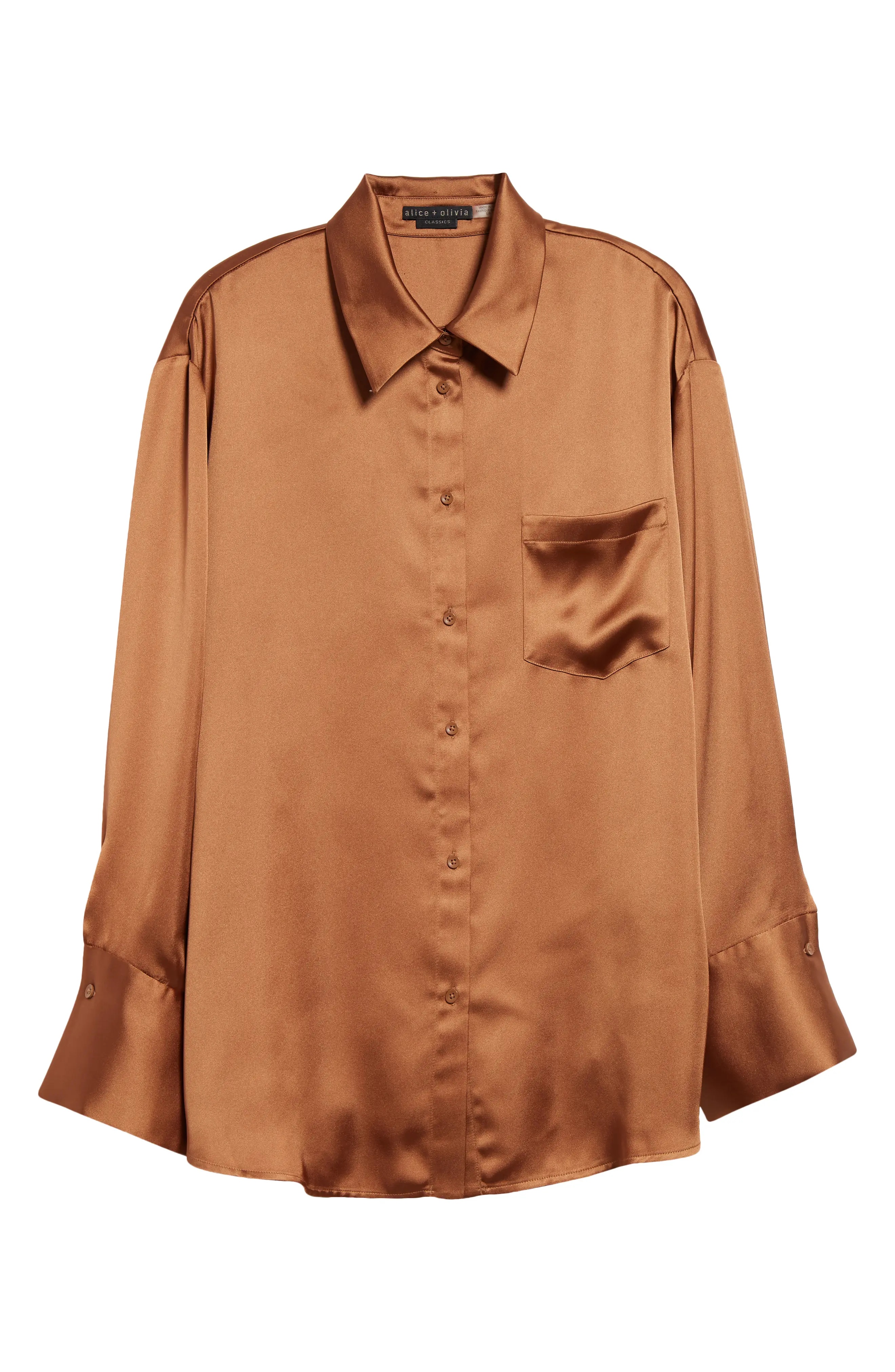 Finely Oversize Satin Button-Up Shirt - 5