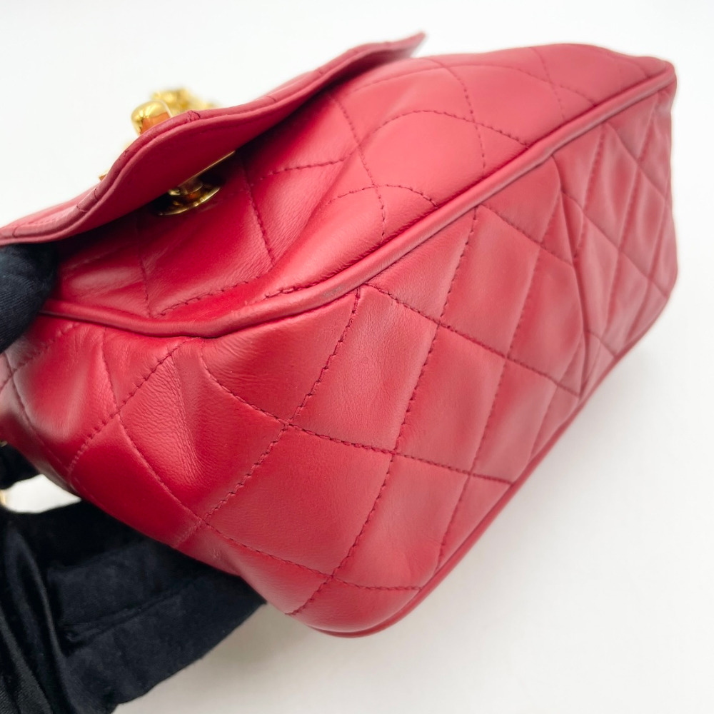 Chanel No.2 Red Bias Flap Mini Chain Crossbody Bag - 8