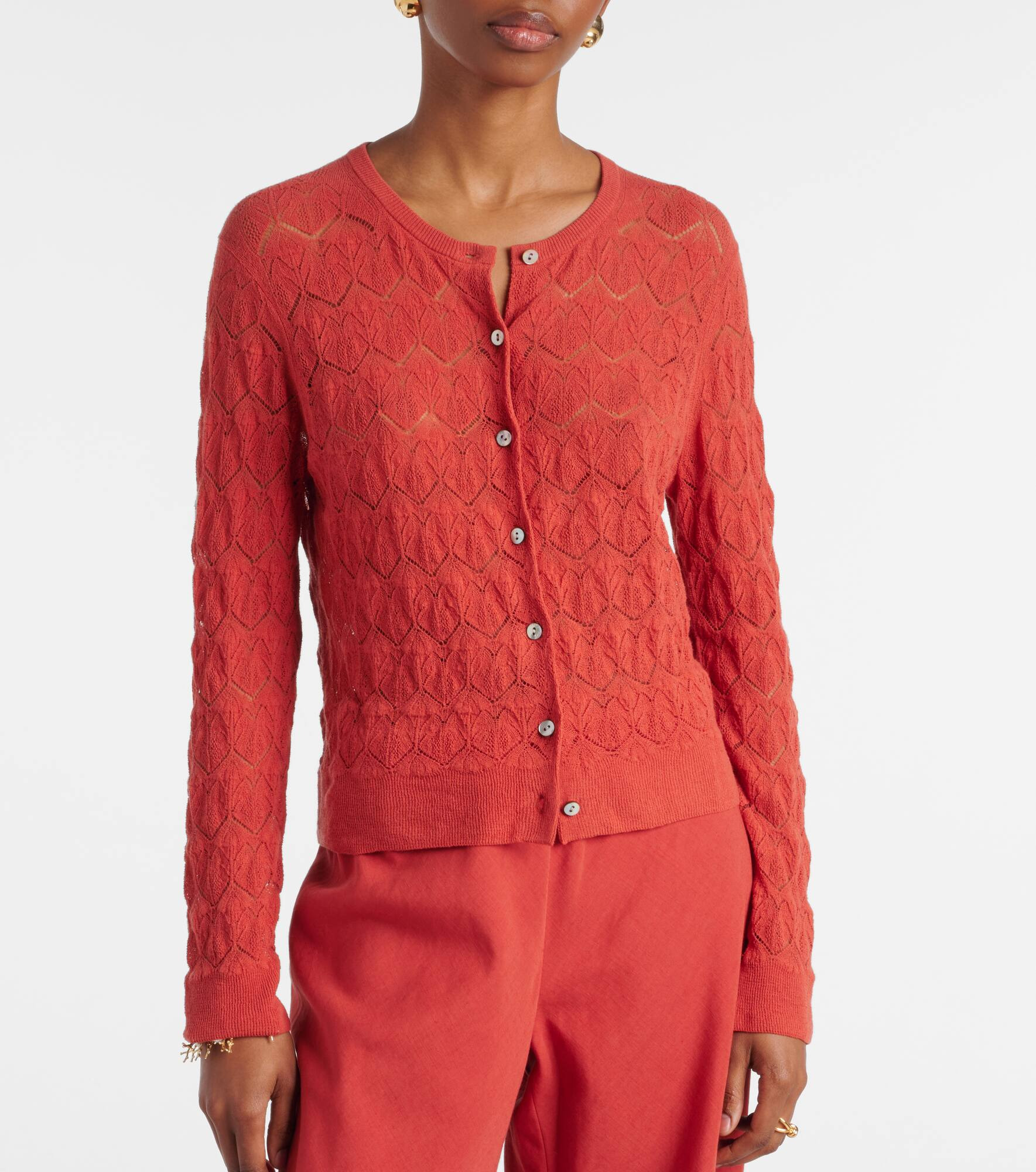 Pointelle cotton cardigan - 4
