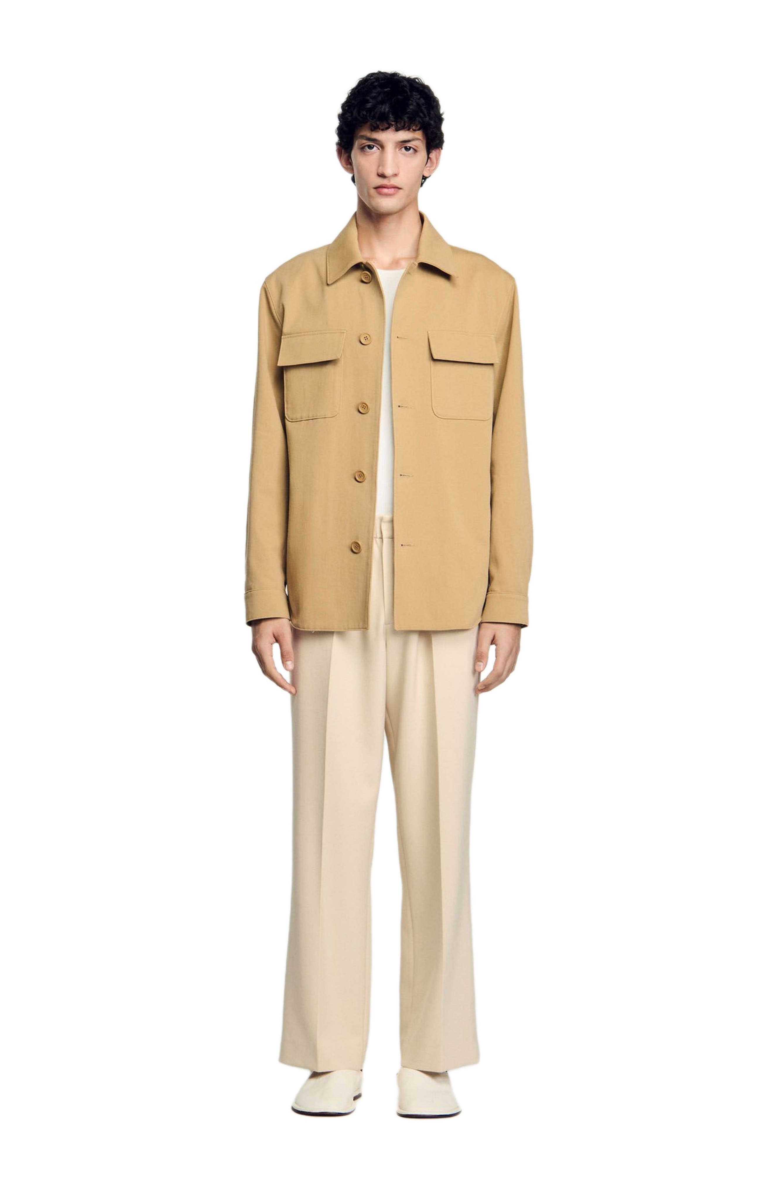 SANDRO Overshirt with pockets in Sand. at Nordstrom - 1
