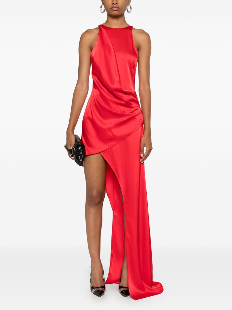 David Koma asymmetric satin draped gown outlook