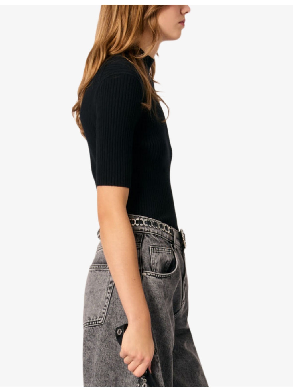 High-neck short-sleeve stretch-cotton jumper - 3