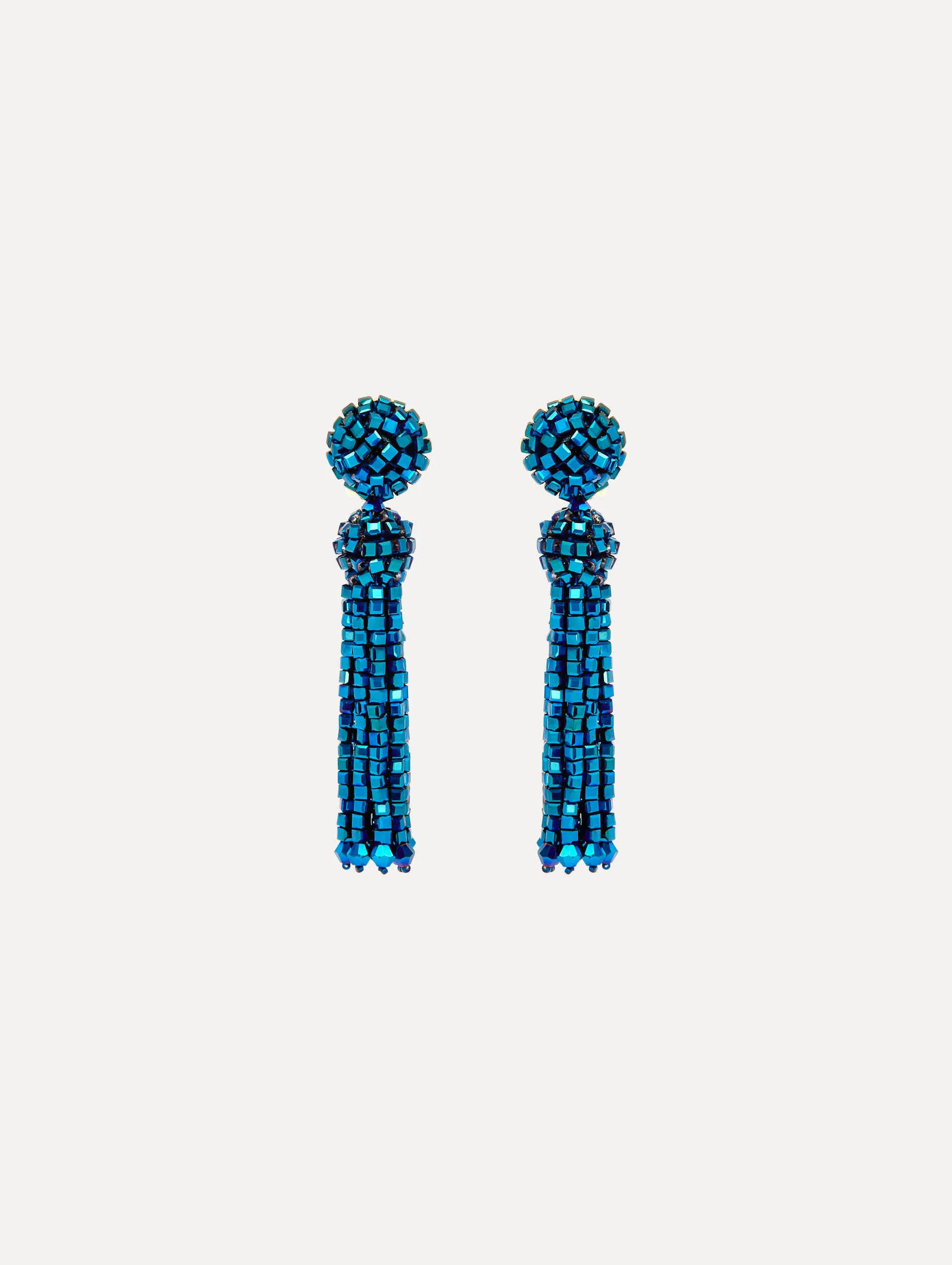 CRYSTAL FRINGE TASSEL CLIP-ON EARRINGS - 1