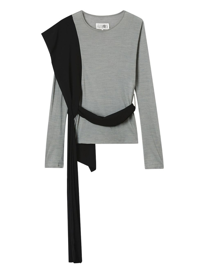 draped-panel long-sleeved top 1