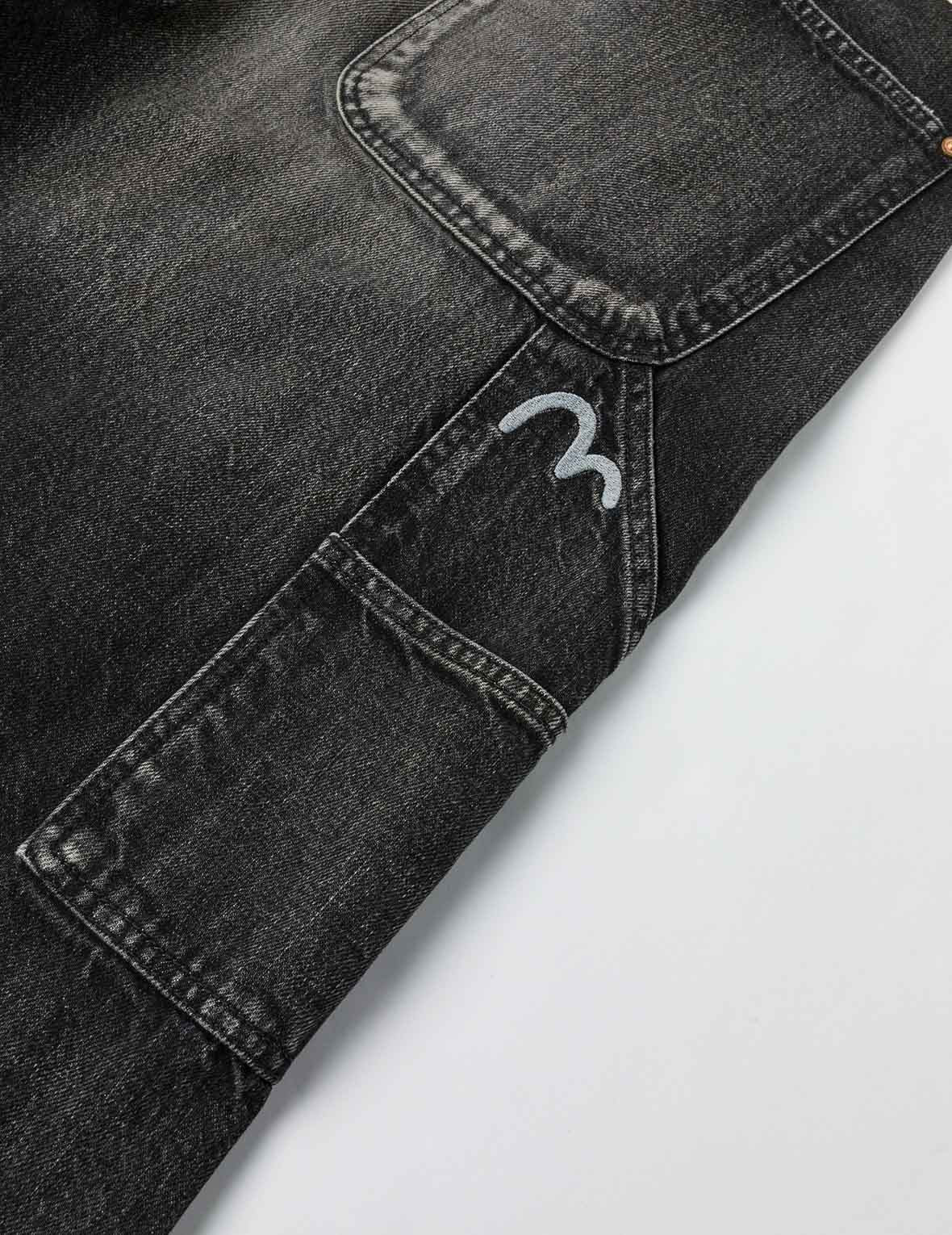 Washed Seagull Print Regular Fit Painter Jeans - 10