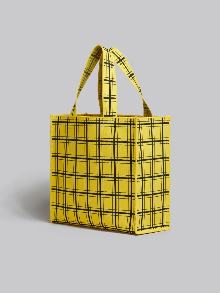 YELLOW AND BLACK JACQUARD CHECK SHOPPER - 3