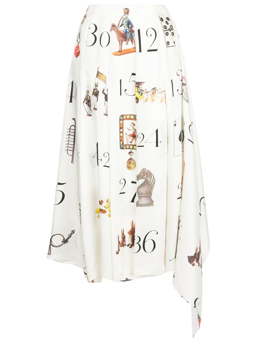 printed numbers pleated midi skirt - 1