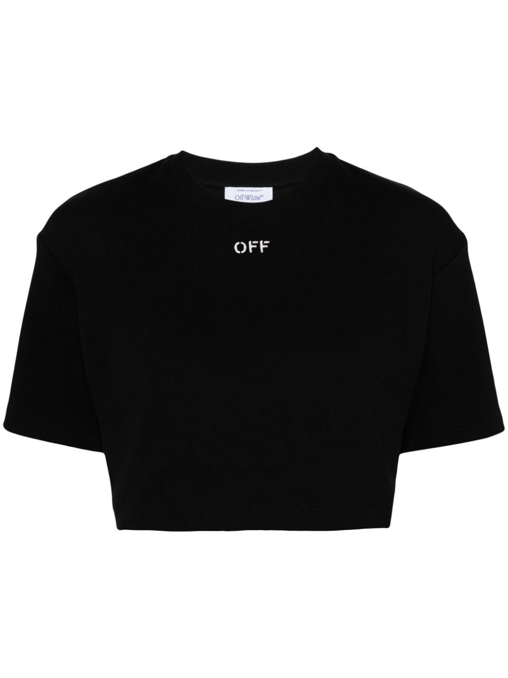 Off-embroidered ribbed t-shirt - 1