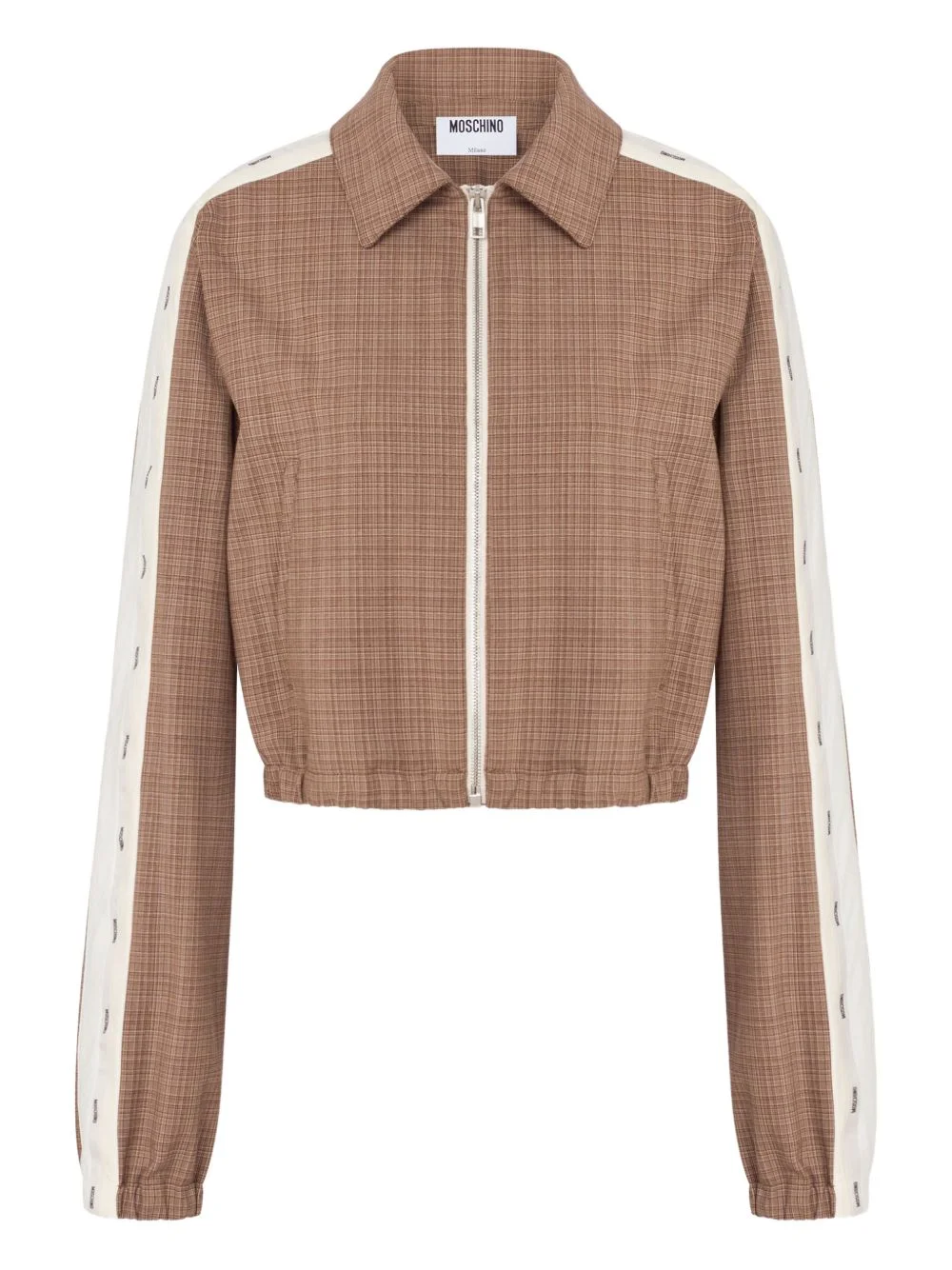 checked-pattern cropped jacket - 1