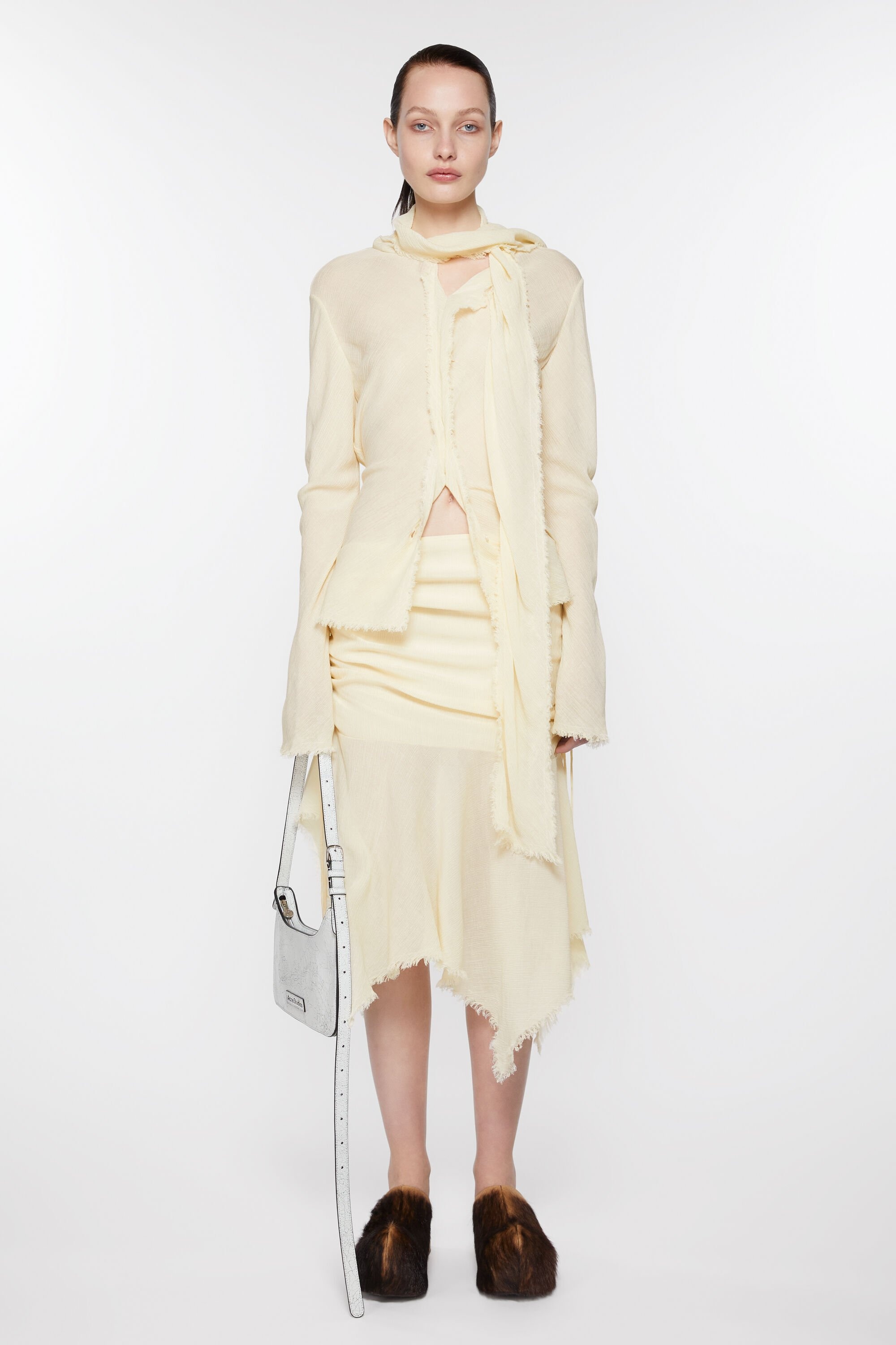 Draped asymmetric skirt - Warm white - 2