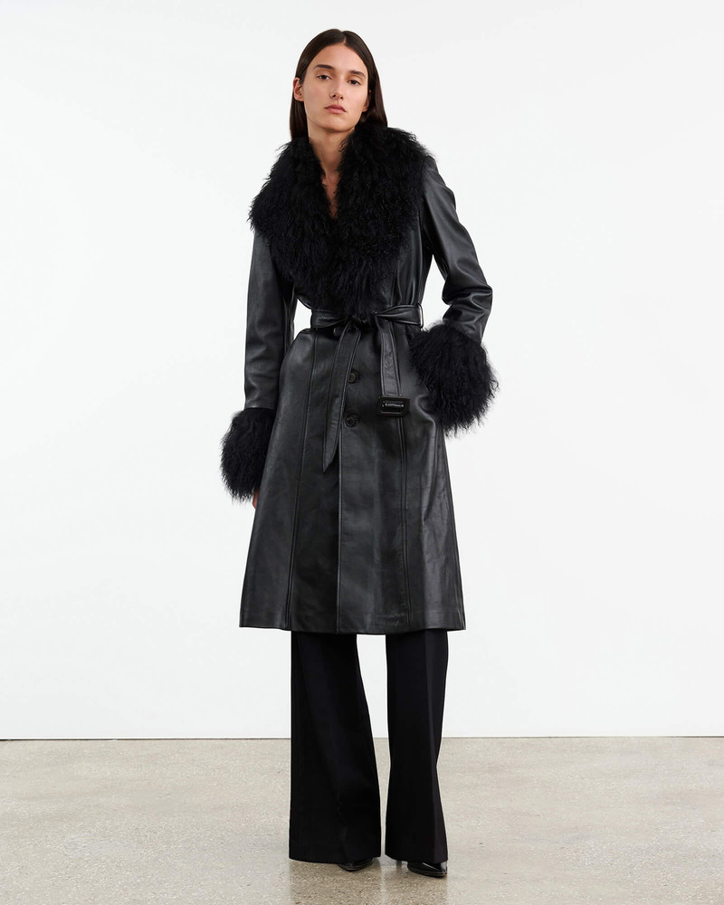 NILI LOTAN SOLENE LEATHER COAT outlook