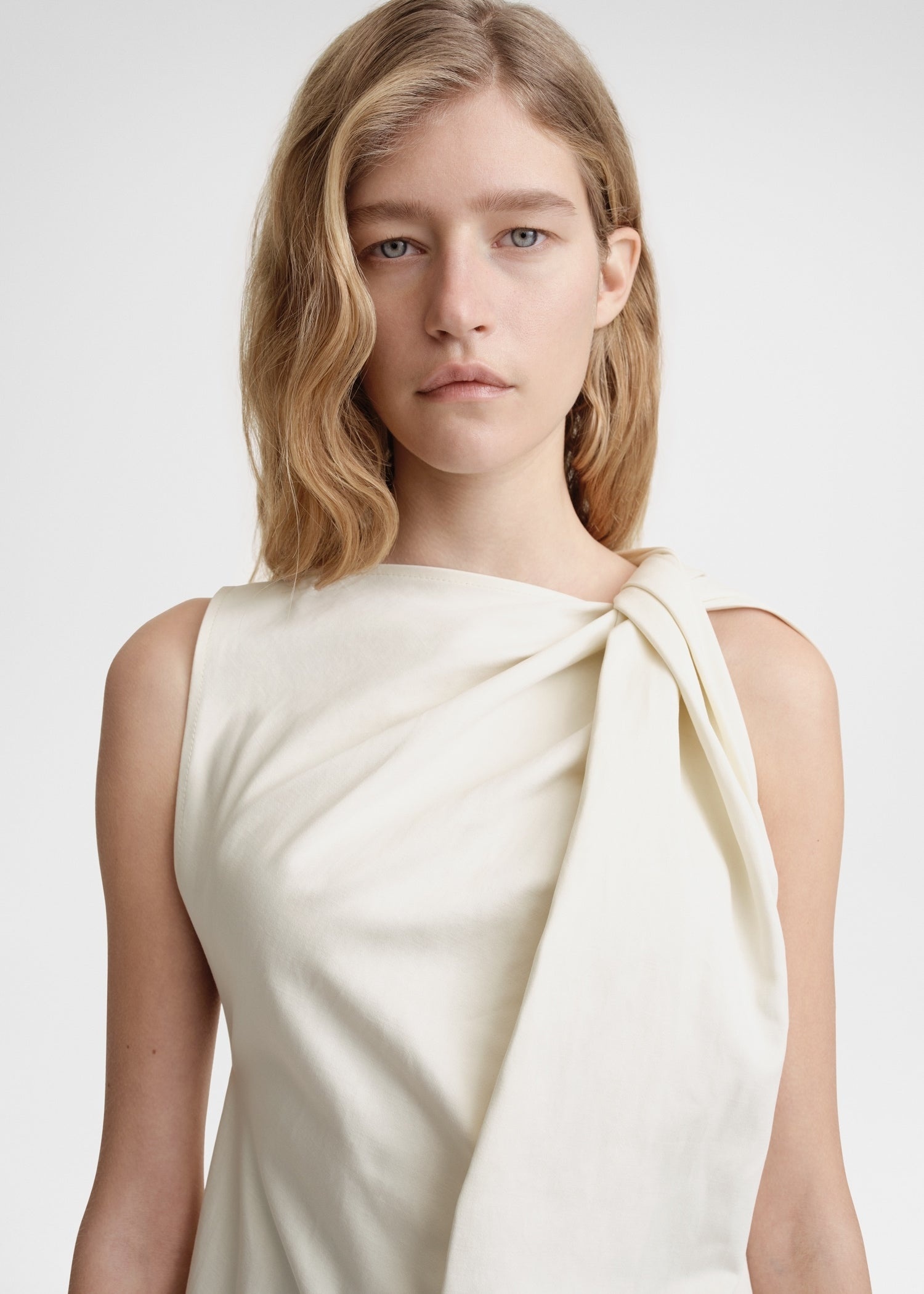 Shoulder-twist dress ecru - 3