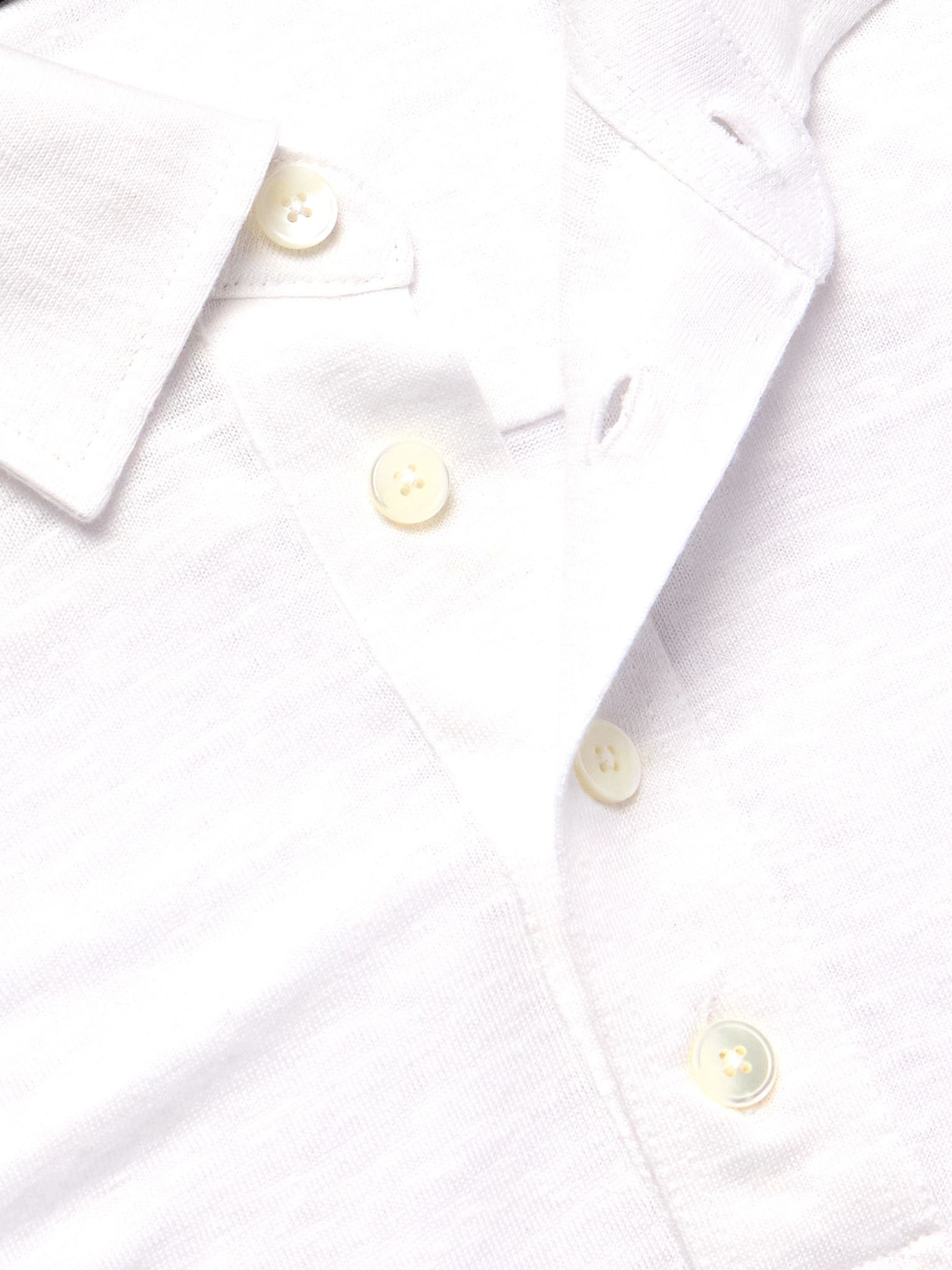 Slim-Fit Linen Polo Shirt White - 5
