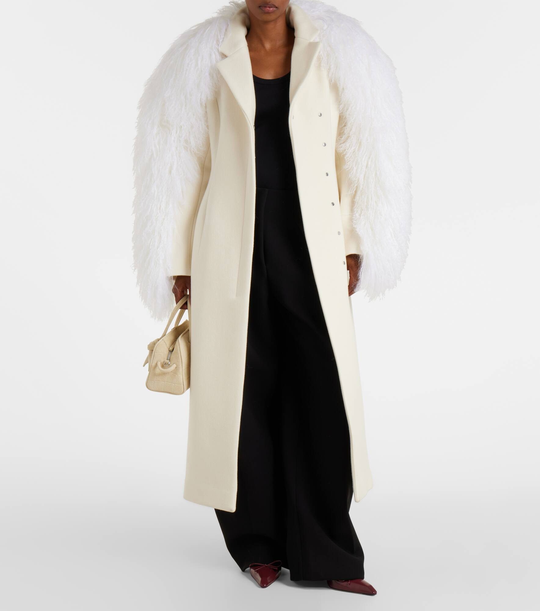 Boa shearling-trimmed virgin wool coat - 7