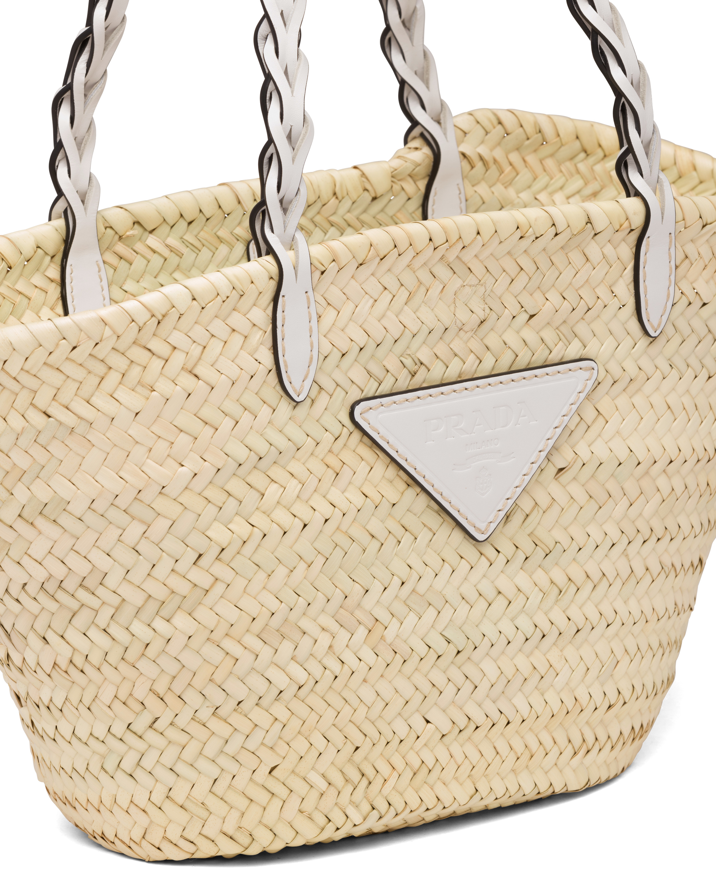 トートバッグ PRADA | Woven Palm and Leather Tote 1BG314_2DIJ_F0N86_V_OOO Woven Palm and Leather Tote, Prada
