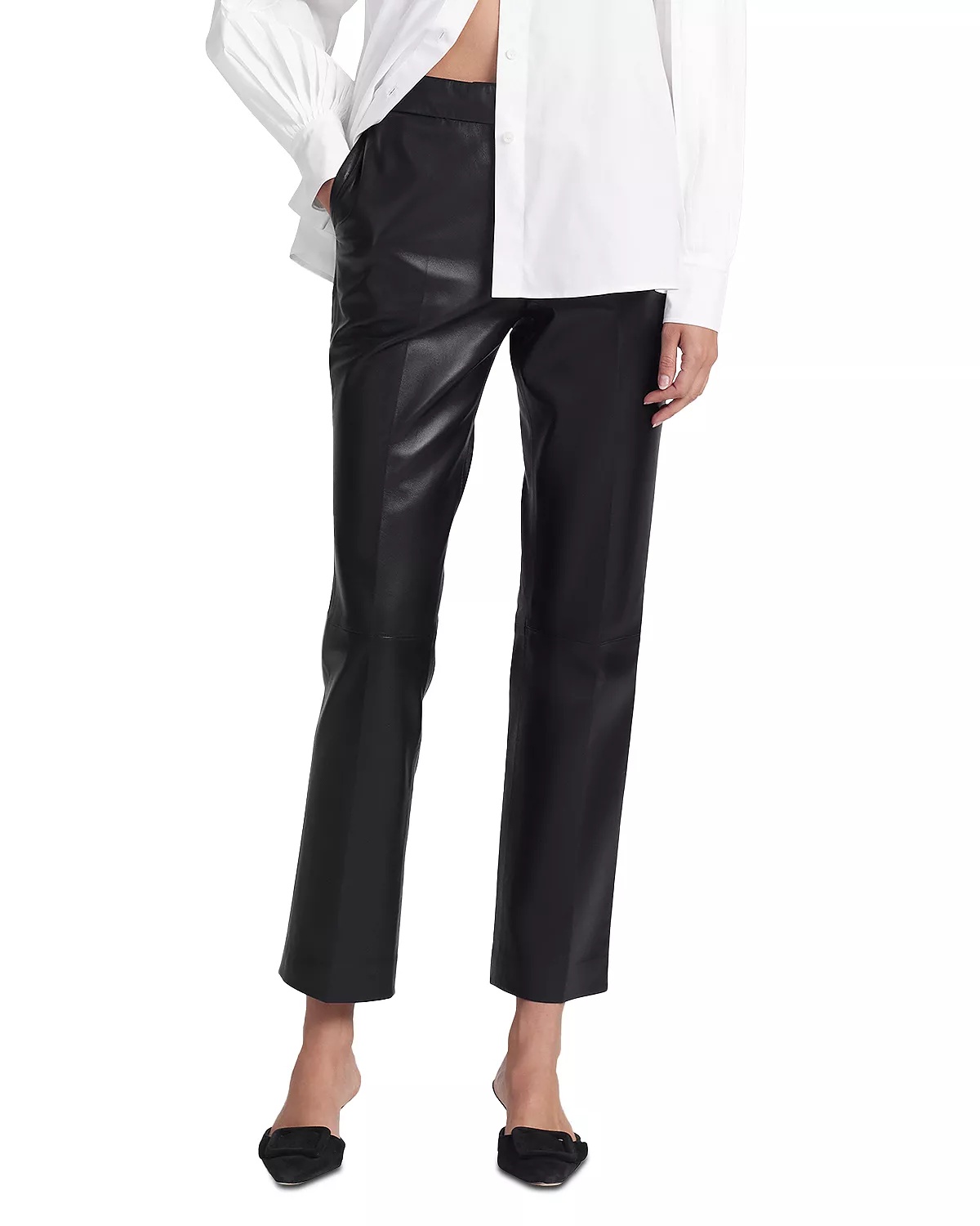 Todd Leather Straight Leg Pants - 3